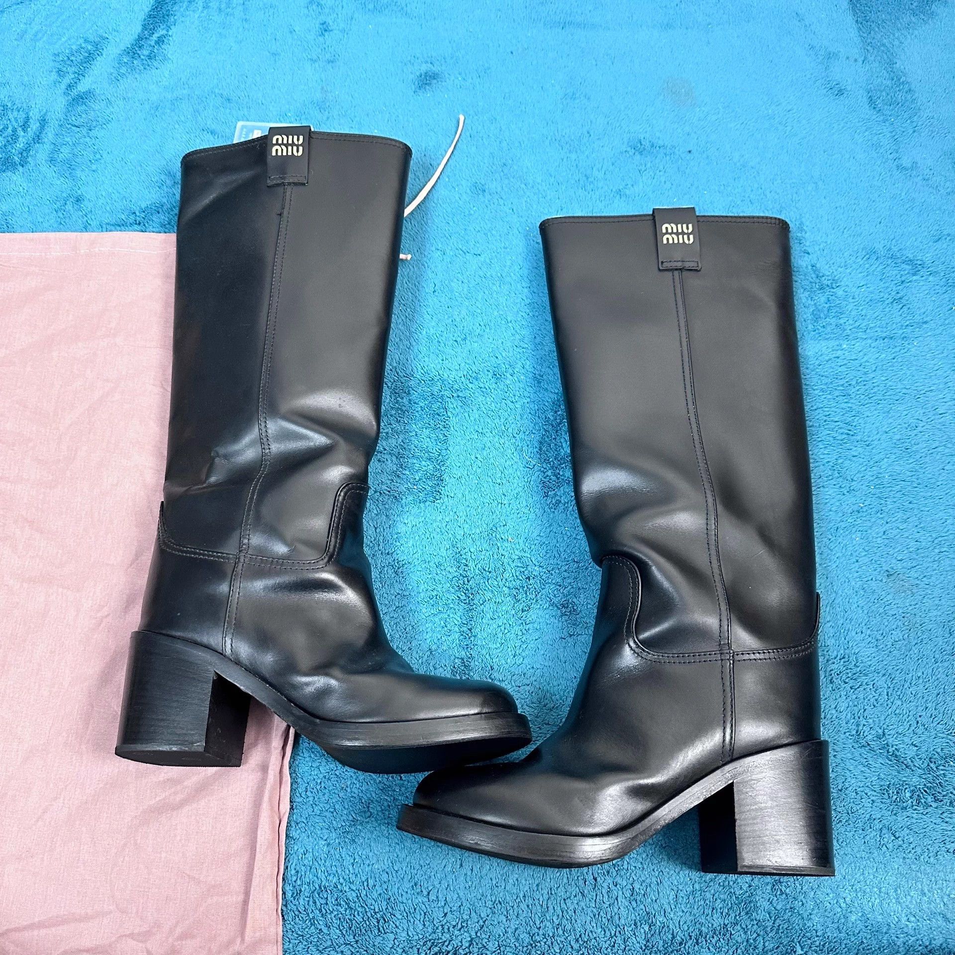 Miu Miu MIU MIU Leather Tall Boots Black EU36 MINT with Accessories Size US 5 / IT 35 - 2 Thumbnail