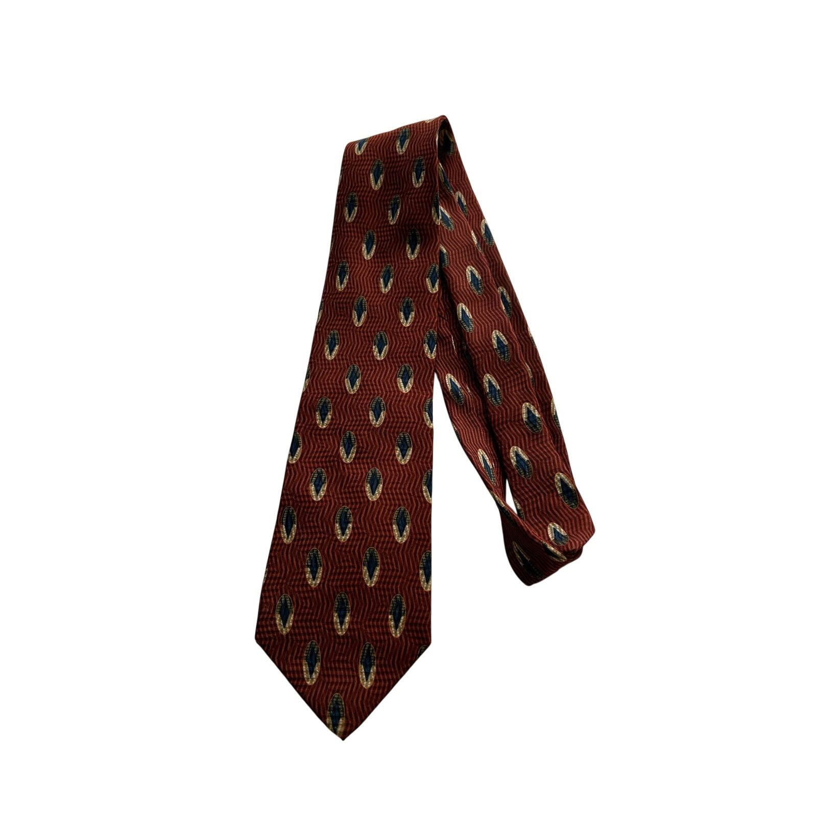 Bill Blass Bill Blass Black Teardrop and Geometric Design Silk Tie Size ONE SIZE - 1 Thumbnail