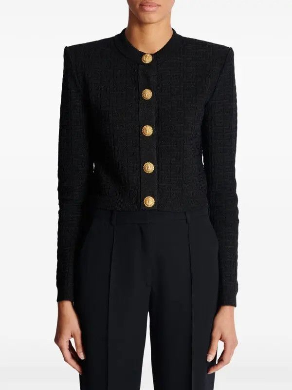 Balmain o1s1wg111225 Labyrinth Knit Cardigan in Black Size XL / US 12-14 / IT 48-50 - 2 Thumbnail