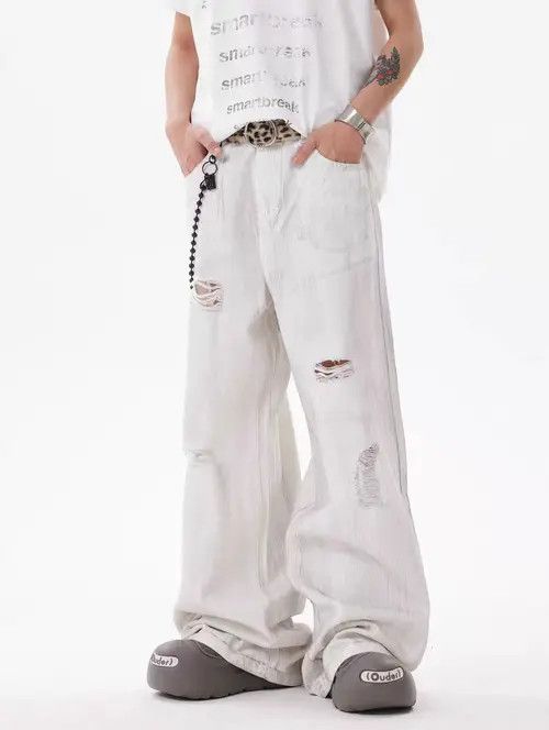 Japanese Brand Tie-dyed dirty vintage washed baggy jeans Size US 34 / EU 50 - 4 Thumbnail