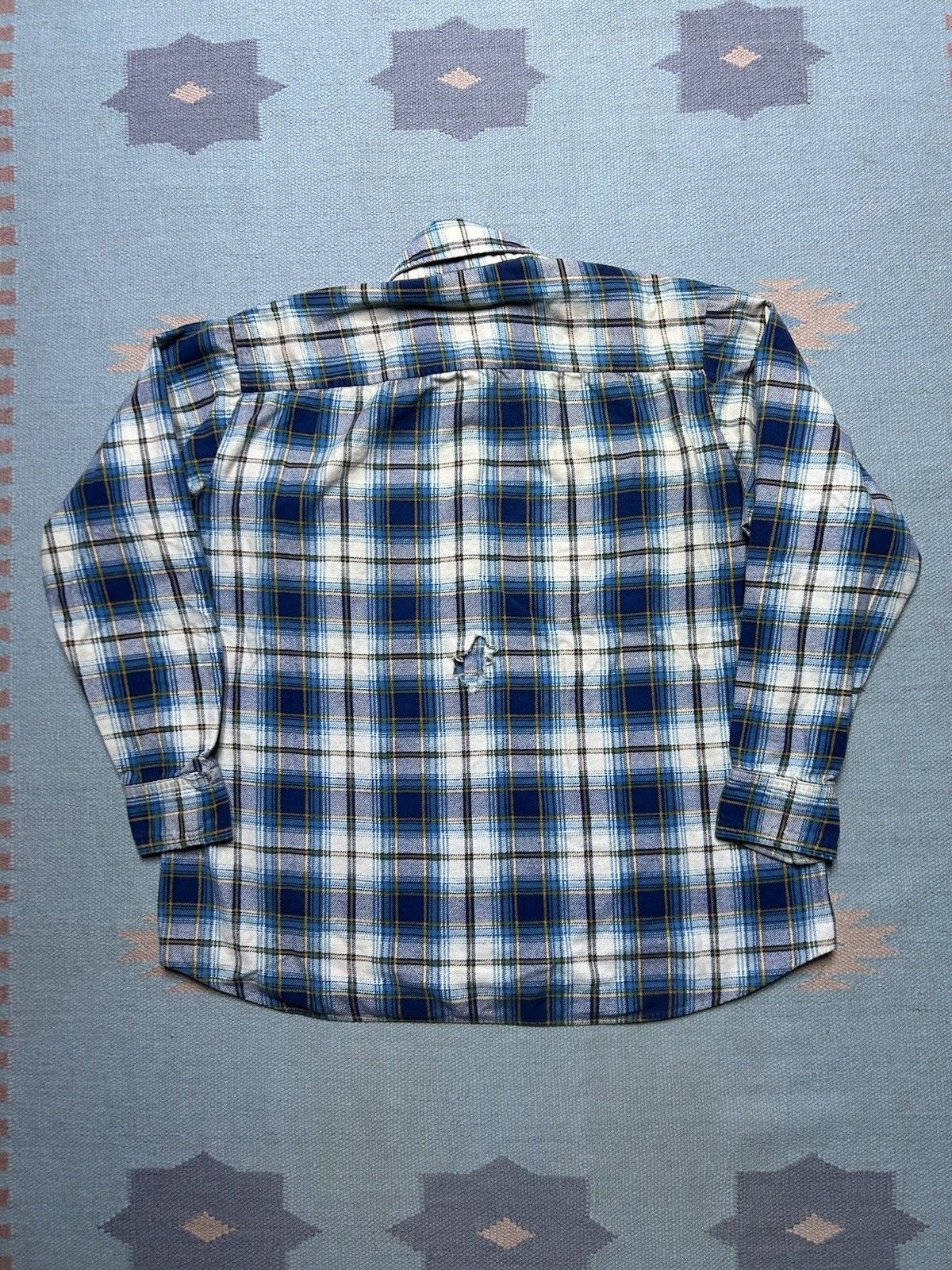 Vintage 80s flannel shirt brushed cotton distressed Kingsport large Size US L / EU 52-54 / 3 - 2 Thumbnail