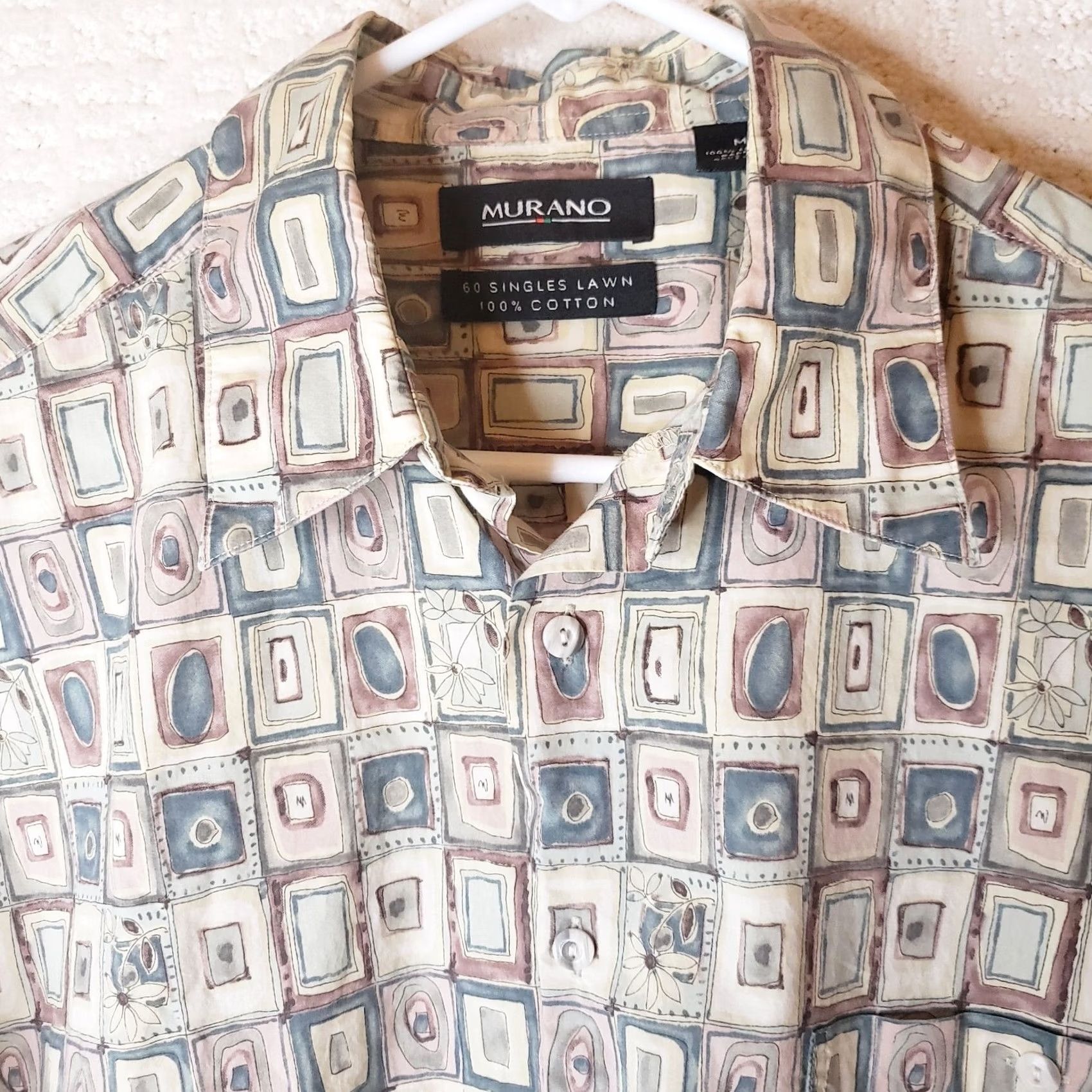 Murano Murano Men’s M Multicolor Geometric Pattern Shirt S Short Sleeve Collared Button-Up Casual Beach Hawaiian Tropical Size US M / EU 48-50 / 2 - 4 Thumbnail