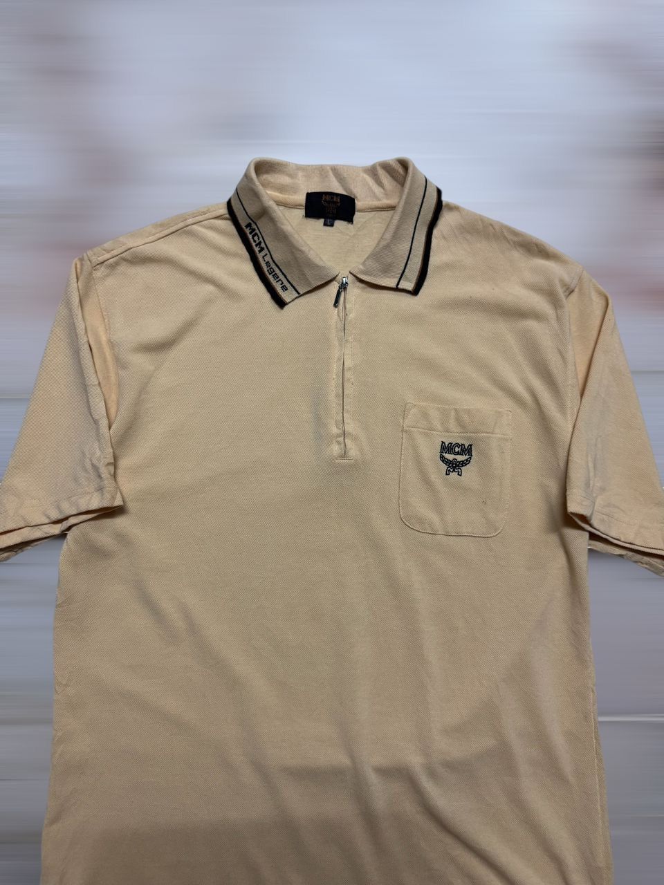 VINTAGE 1990s MCM HALF ZIPPER POLO TER EMBROIDERY LOGO