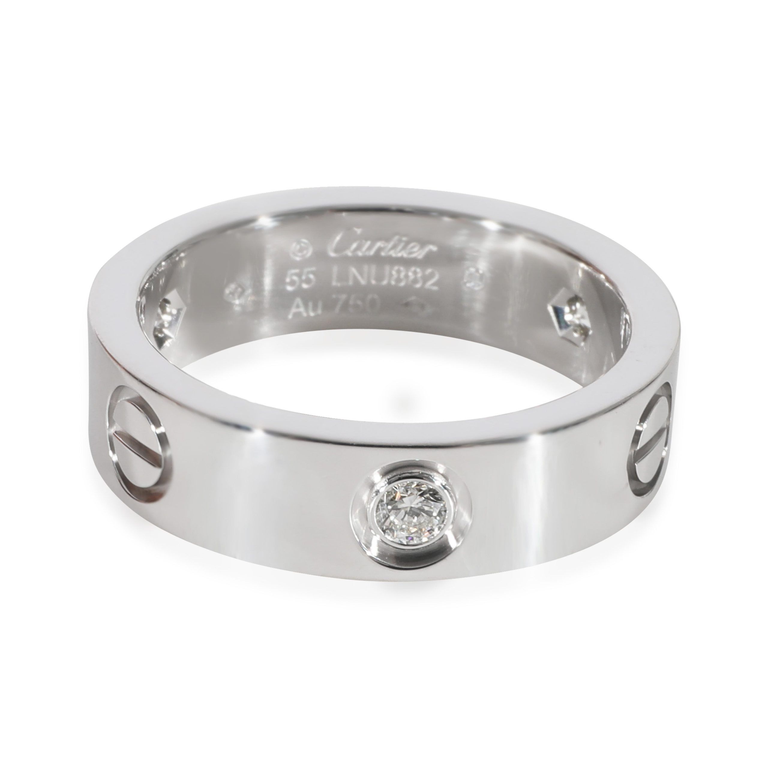 image of Cartier Love Diamond Ring In 18K White Gold 0.22 Ctw, Women's