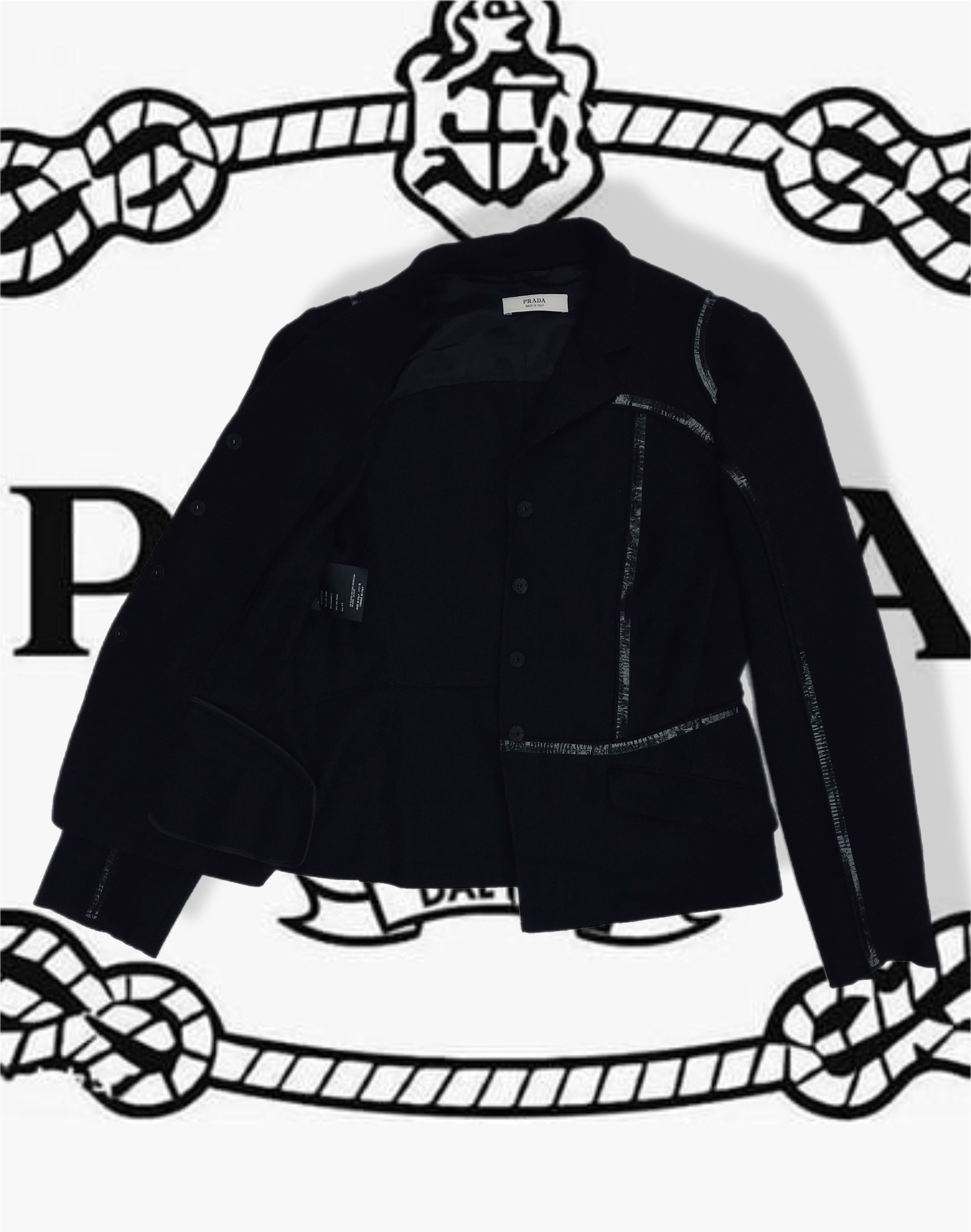 Prada Prada Enamel Piping Crop Jacket Blazer Black Large Virgin Size L / US 10 / IT 46 - 5 Thumbnail