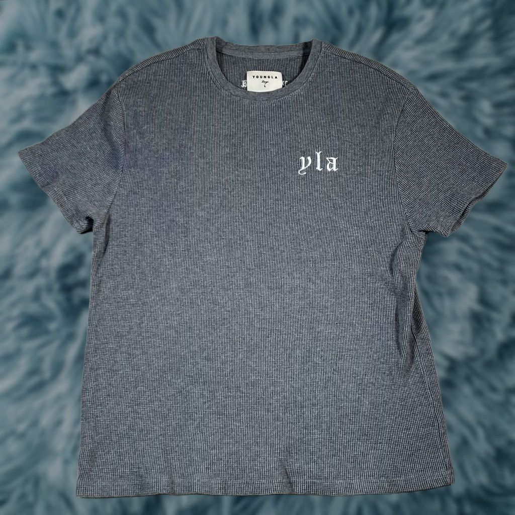 YoungLA VINTAGE YoungLA Waffle 427 Tee Knit Oversized Gym Shirt Lifting Heavy Cotton Men Large Gray Mens Size US L / EU 52-54 / 3 - 1 Thumbnail