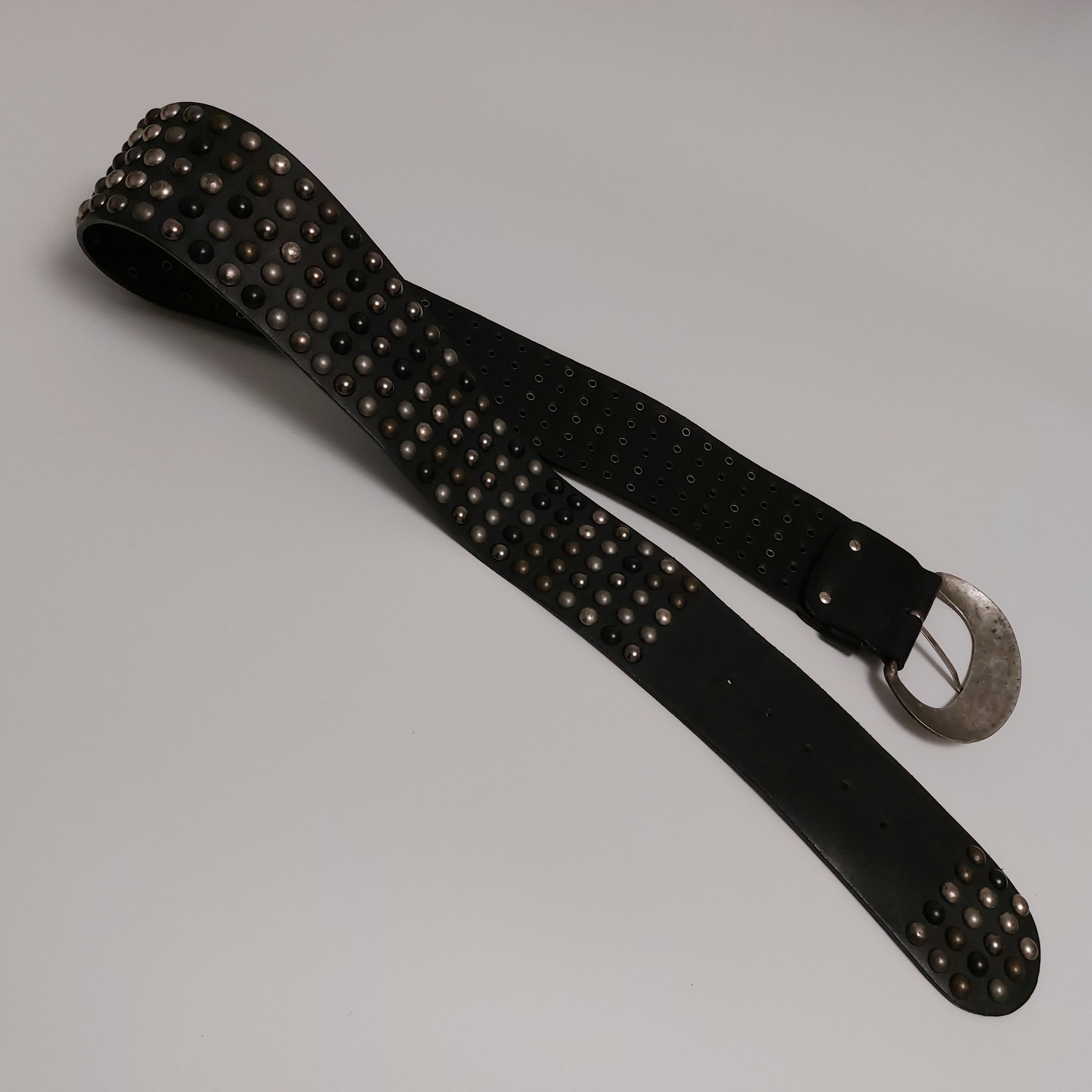 Leather Vintage Studded Leather Belt Heavy Metal Punk Size ONE SIZE - 4 Thumbnail