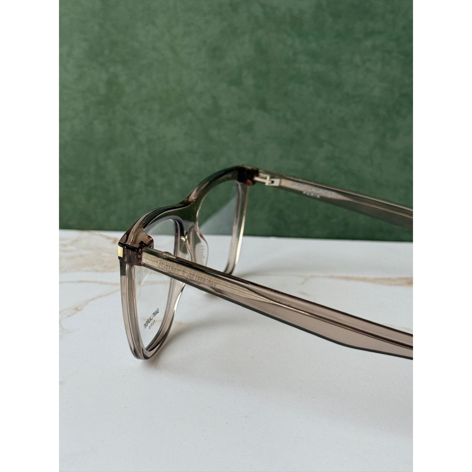 Saint Laurent Paris NEW Saint Laurent SL518 Transparent Beige Eyeglasses Frames Size ONE SIZE - 5 Thumbnail