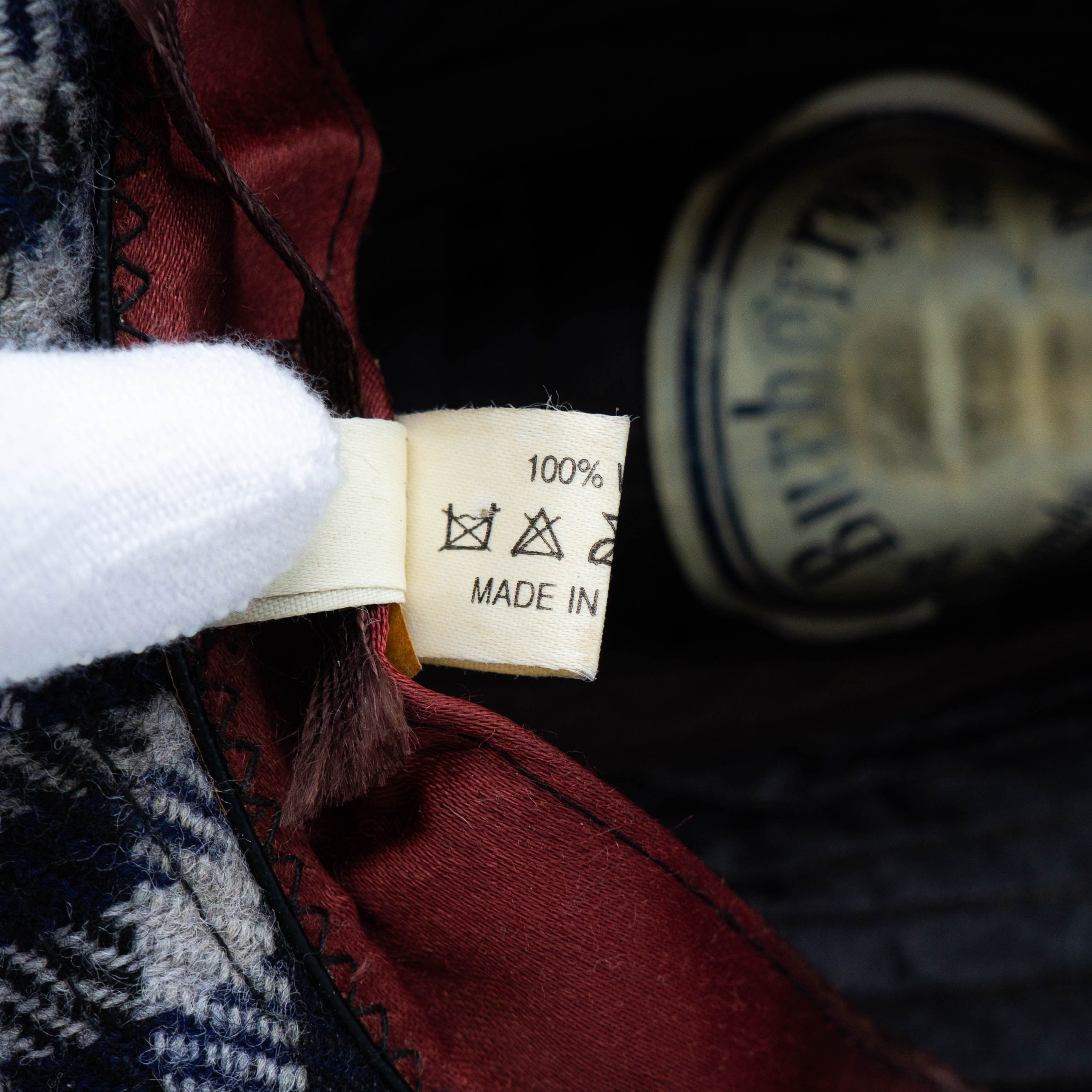 BURBERRY Check Monogram Hat Blue Vintage 90s