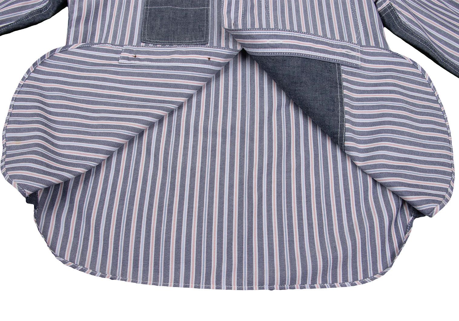 Junya Watanabe Patch Design Raglan Sleeve Stripe Shirt in Gray and White Size US XS / EU 42 / 0 - 13 Thumbnail