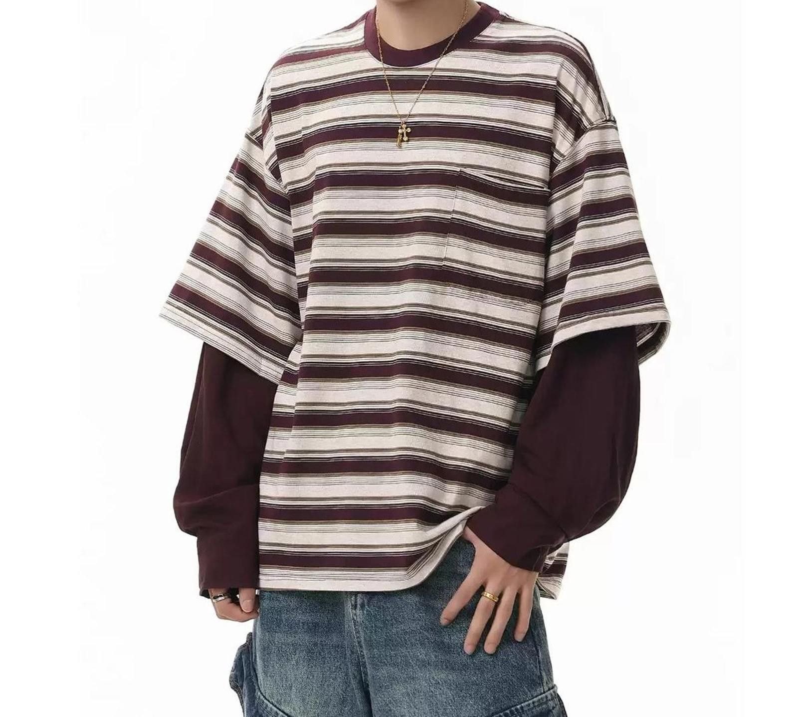 Other Faux-Layer Stripe Thin Pullover Sweatshirt Size US M / EU 48-50 / 2 - 2 Thumbnail
