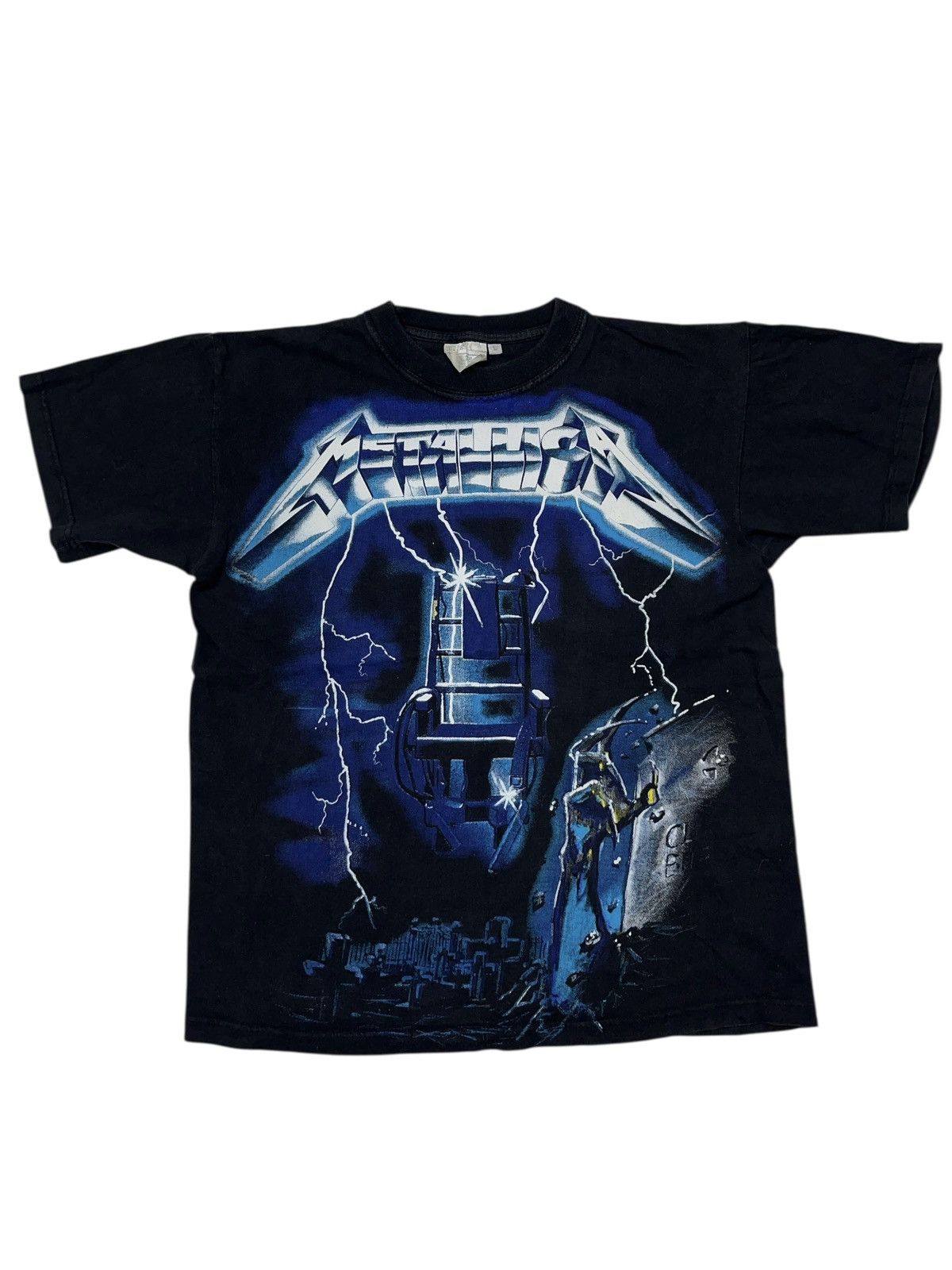 Band Tees × Metallica × Vintage Vintage Metallica AOP Ride The Lightning Bootleg T-shirt Size US S / EU 44-46 / 1 - 1 Thumbnail