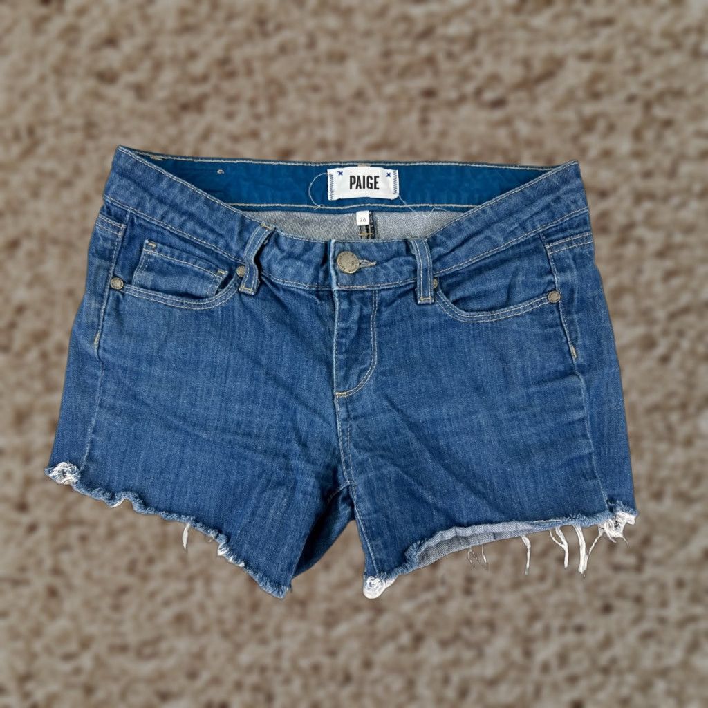 Anthropologie Anthropologie Paige Shorts Womens Blue Denim Cut-Off Low Rise 26 Regular 4 in Inseam 27x4 Cotton Size 26" / US 2 / IT 38 - 1 Thumbnail