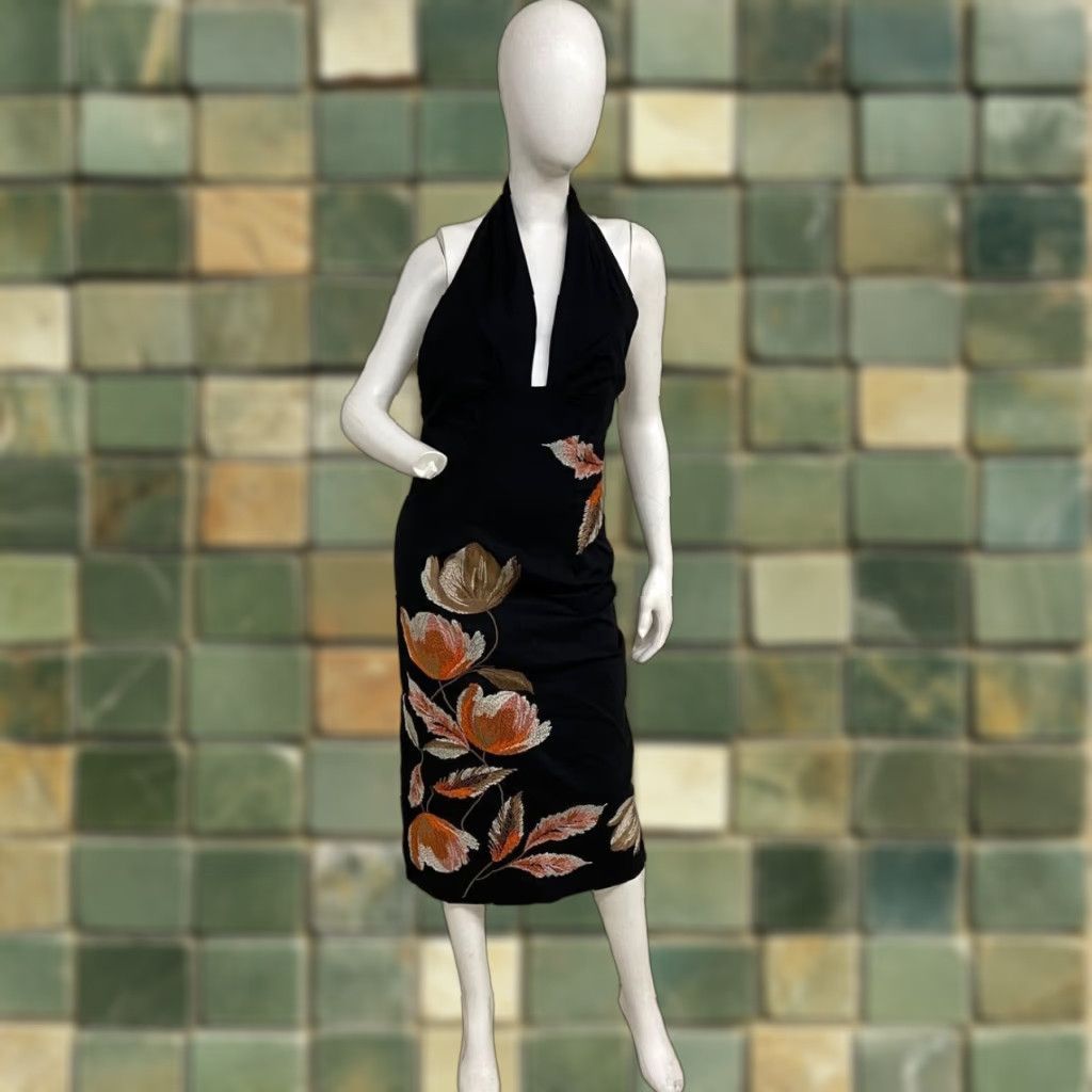 green emerald velvet dress Anthropologie Dot Floral Embroidered Midi Dress  White Chocolate Couture