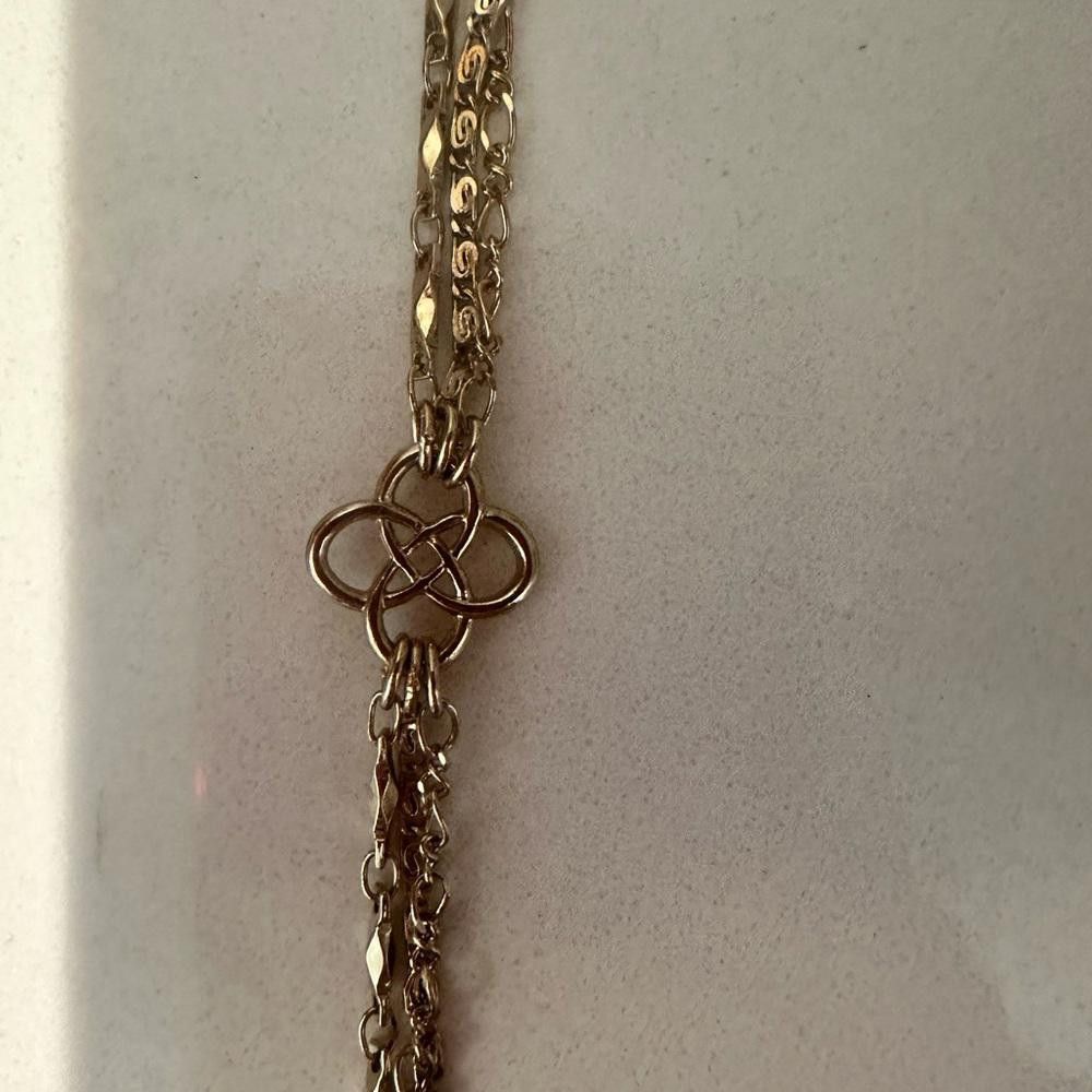 Designer Triple 3 Strand Necklace Celtic Knot Stations Gold Tone Size ONE SIZE - 5 Thumbnail