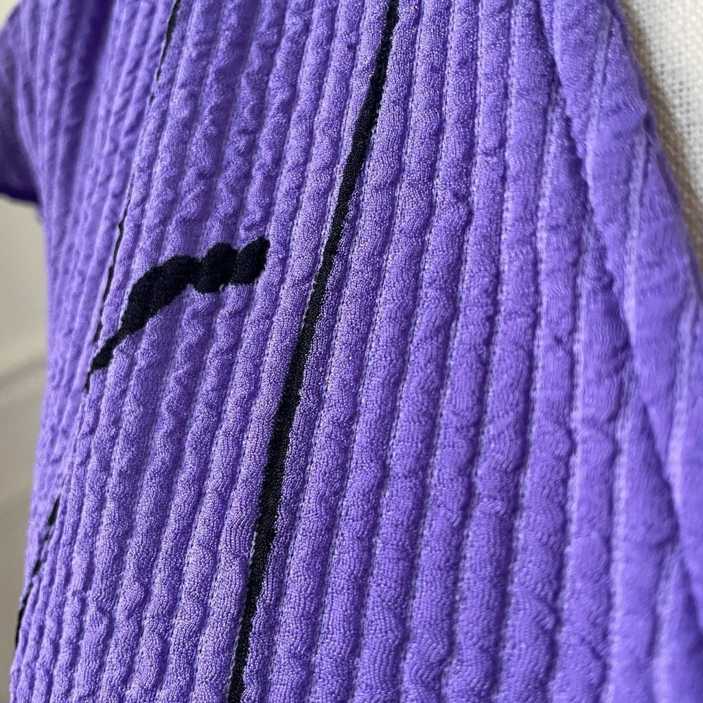 Vintage Vintage 80s Sue Brett Purple Black Cross Front Dress Abstrac Size M / US 6-8 / IT 42-44 - 5 Thumbnail
