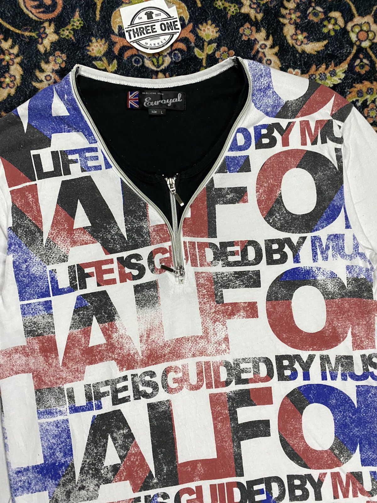 If Six Was Nine × Japanese Brand × Le Grande Bleu (L.G.B.) Euroyal Life Is Guided By Music double colar zip longsleeve Size US L / EU 52-54 / 3 - 2 Thumbnail
