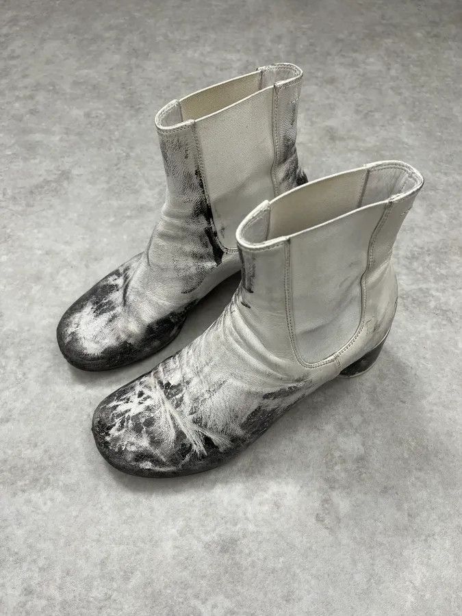 Maison Margiela Maison Margiela White Painted Abstract Heels Boots Size US 6 / IT 36 - 2 Thumbnail