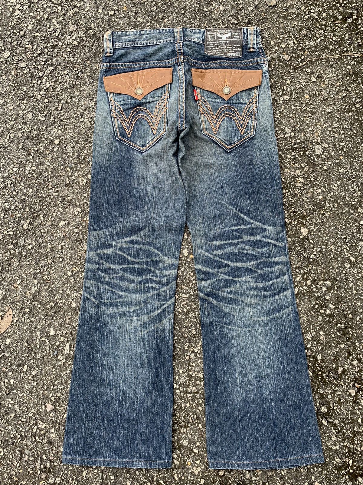 Japanese Brand FLARE💥 EDWIN XV NAVAJO PUNK STYLE MUDMAX WASHED DENIM☠️🎌 Size US 32 / EU 48 - 4 Thumbnail