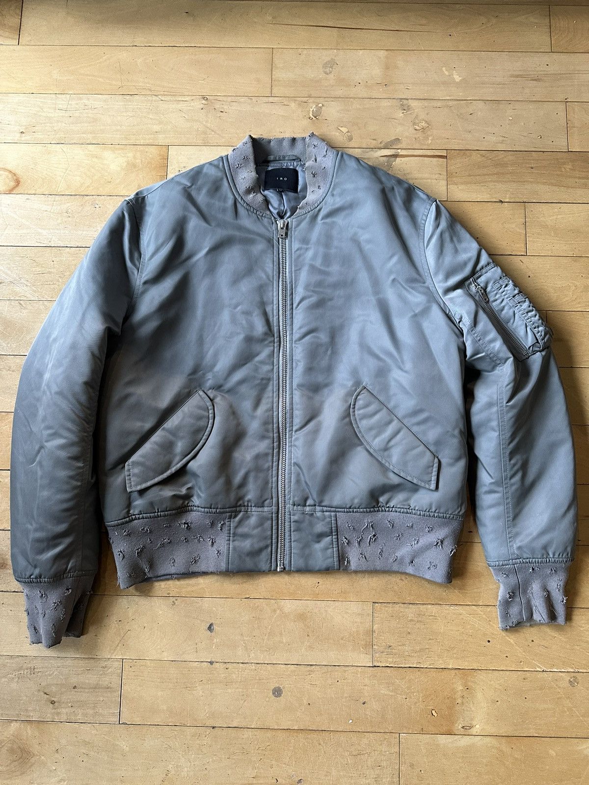 image of Iro Paris Nylon Bomber in Silver, Men's (Size Medium)