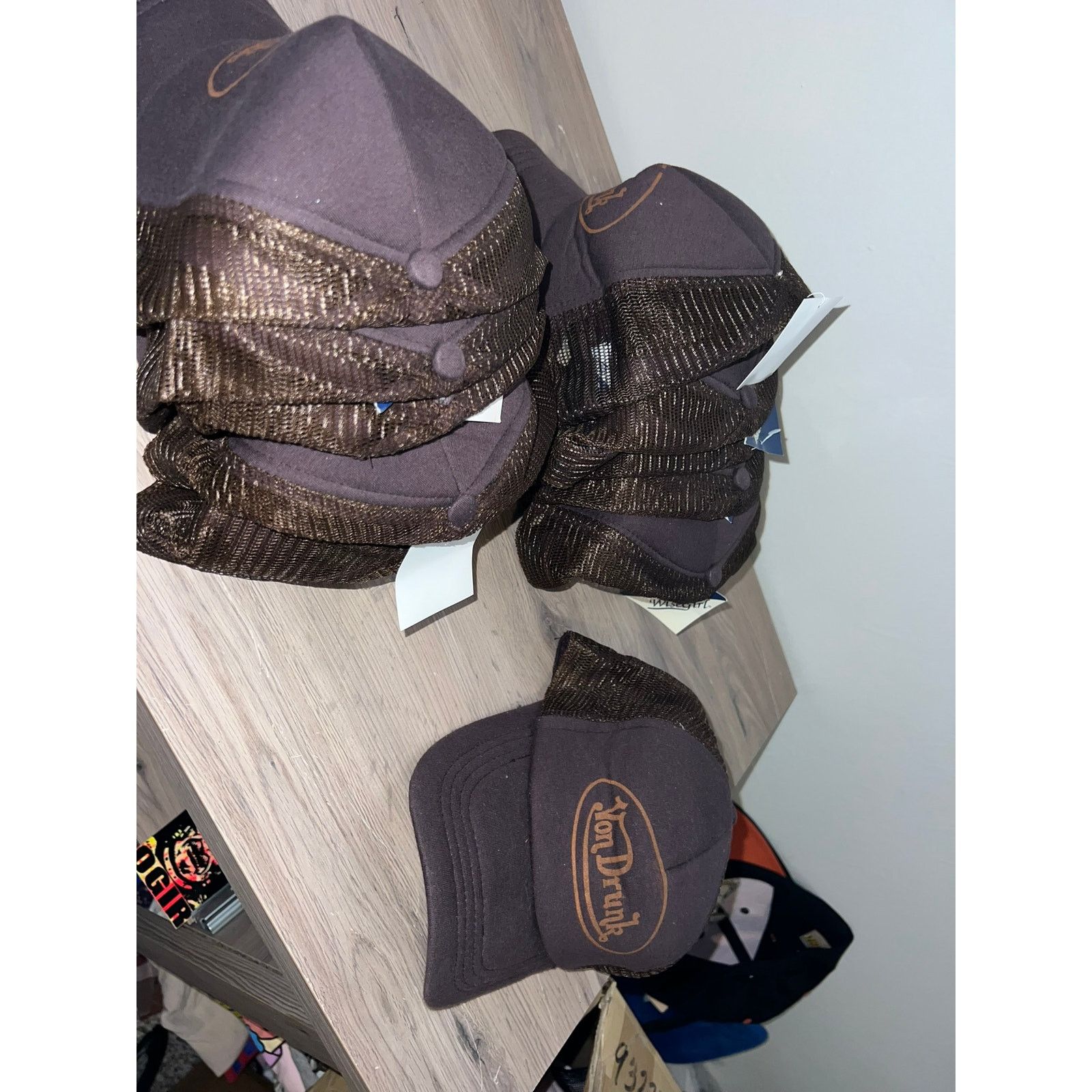 Vintage Y2K Von Drunk Brown Trucker Hat Designer Spoof 2000s OS Size ONE SIZE - 9 Thumbnail