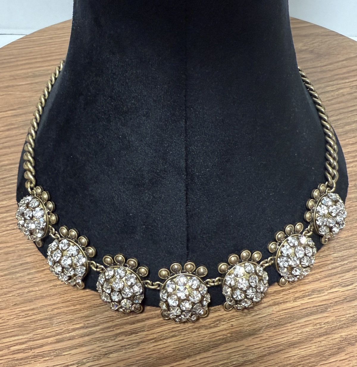 J.Crew J.Crew Vtg Gold Round Crystal Medallions Statement Necklace Size ONE SIZE - 1 Thumbnail