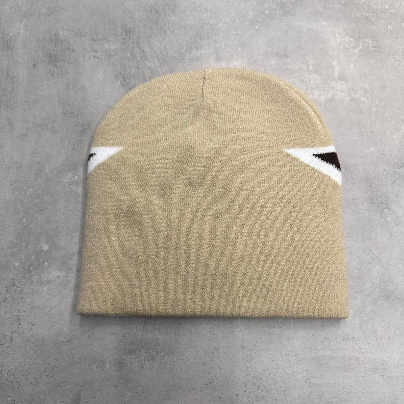 Other Cream and Brown Star Acrylic Graphic Beanie Hat Size ONE SIZE - 3 Thumbnail