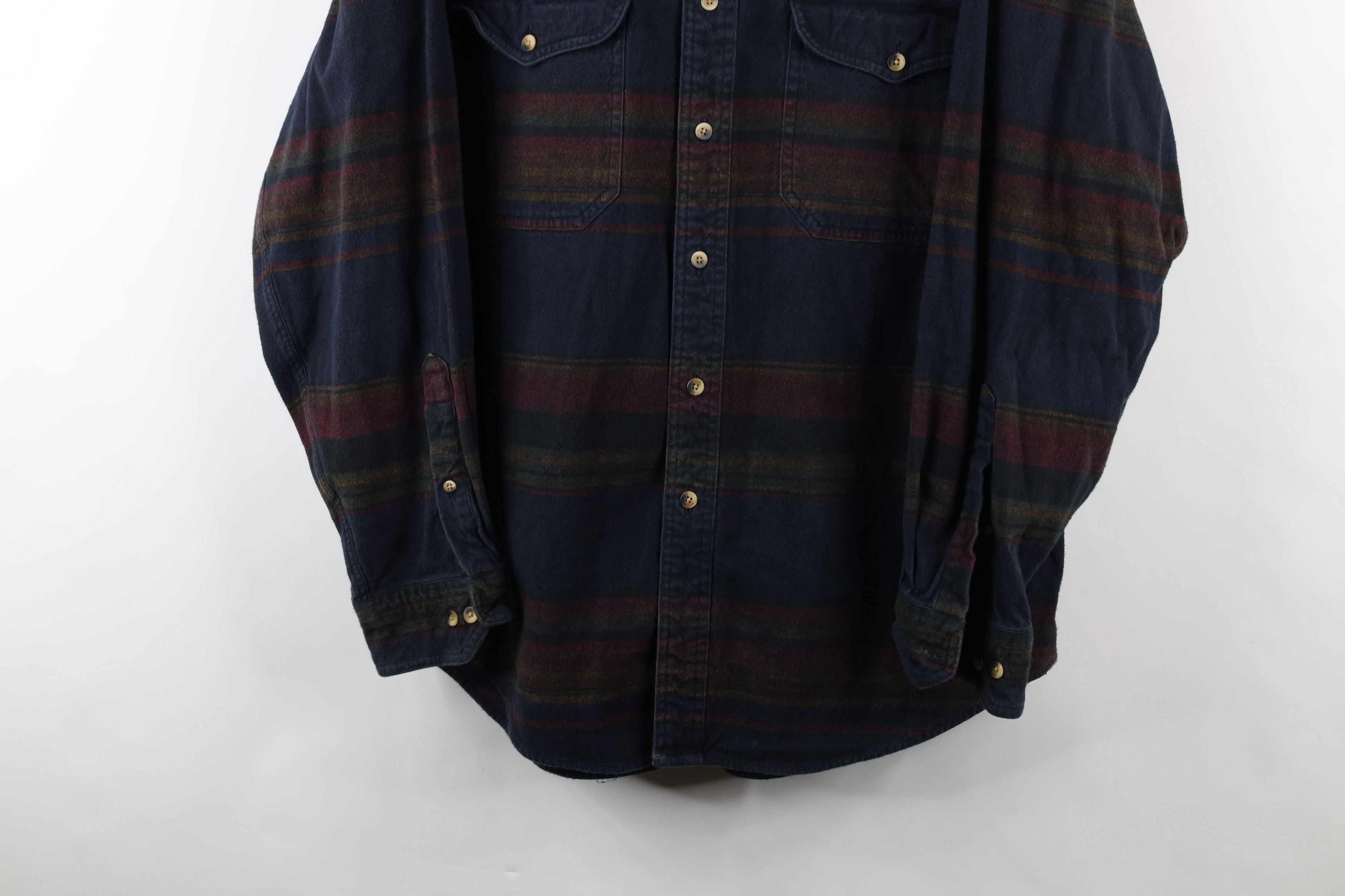 Lands' End × Vintage Vintage 90s Lands End Rainbow Chamois Cloth Button Shirt Size US L / EU 52-54 / 3 - 3 Thumbnail