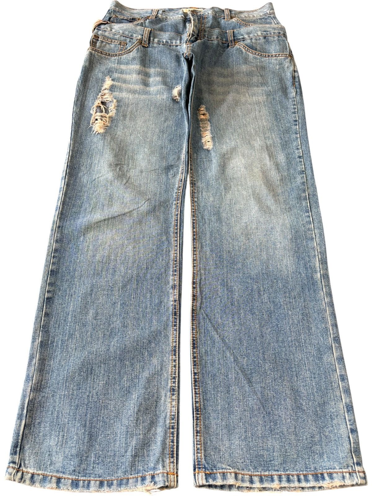 Vintage Japanese Brand Double Waist Distressed Baggy Jeans