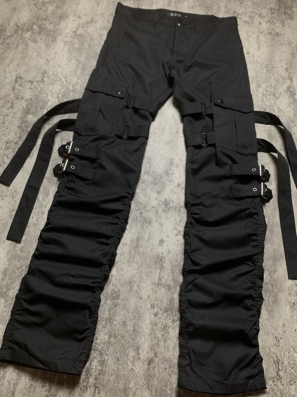 14th Addiction Y2K Kui Black Bondage Cargo Multi Pocket Pants Vkei Style Size US 30 / EU 46 - 4 Thumbnail