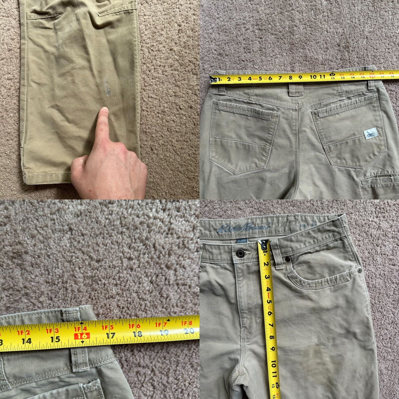 Eddie Bauer Eddie Bauer Pants Mens 33x29 Brown Straight Leg Mid Rise Double Knee Workwear Canvas Size US 33 - 8 Thumbnail