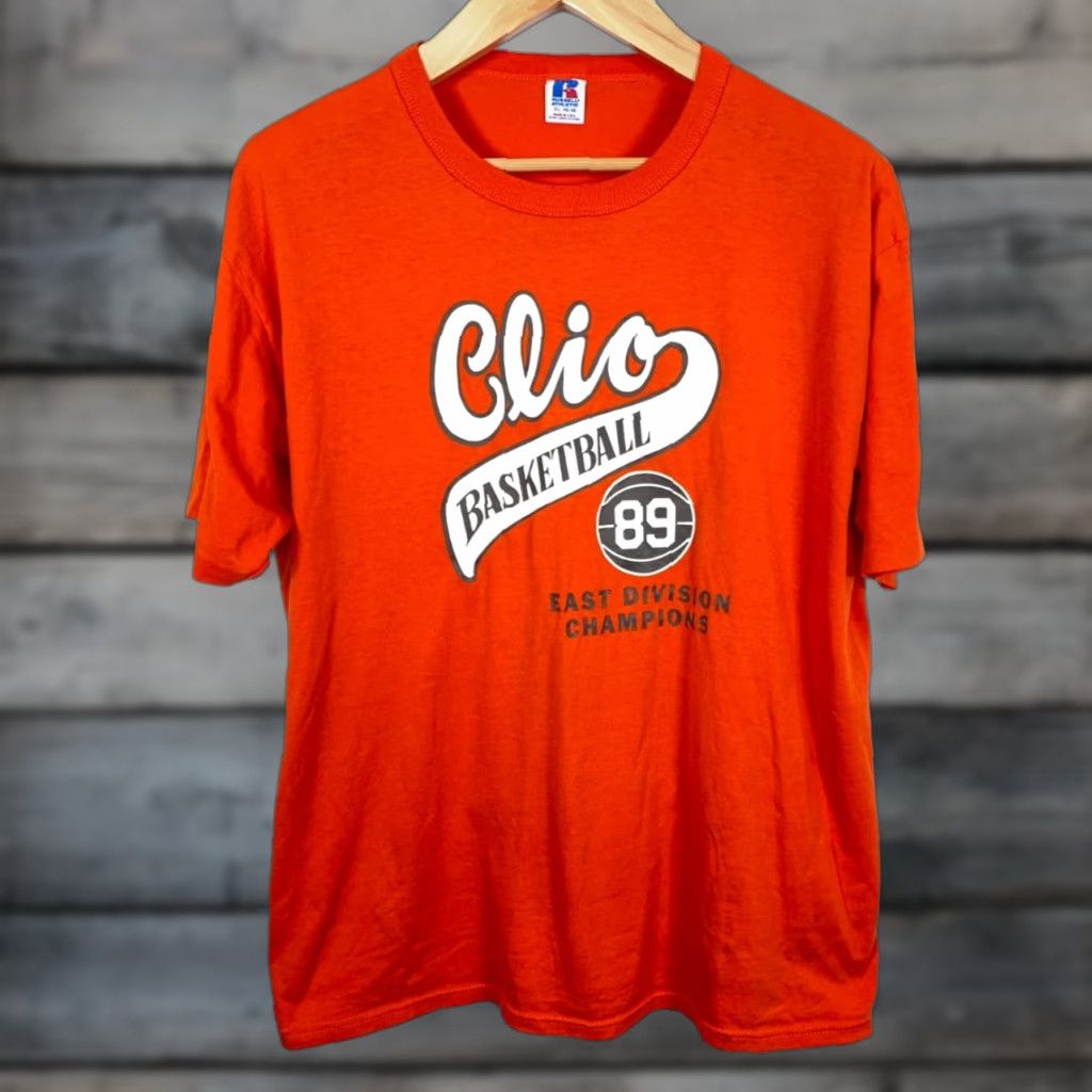 Russell Athletic VINTAGE Russell Athletic Clio Michigan Basketball T-Shirt Adult XL Orange 80s 90s City Retro Sports Men Shirt Size US XL / EU 56 / 4 - 1 Thumbnail