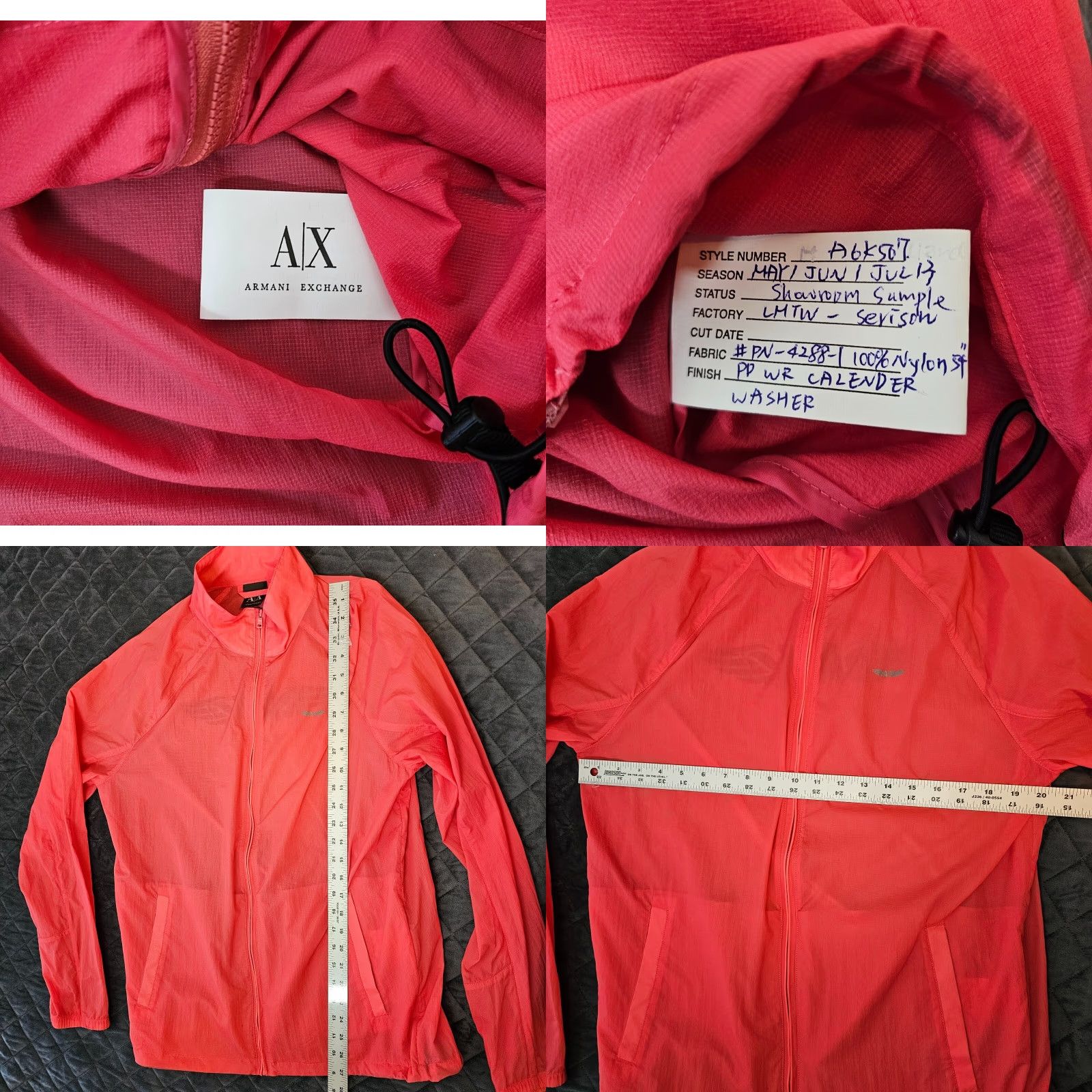 Armani Exchange Armani Exchange Women's Windbreaker Semi Sheer Pink Size M Adjustable Casual Jacket Windbreaker Women Pink M Casual Size M / US 6-8 / IT 42-44 - 8 Thumbnail