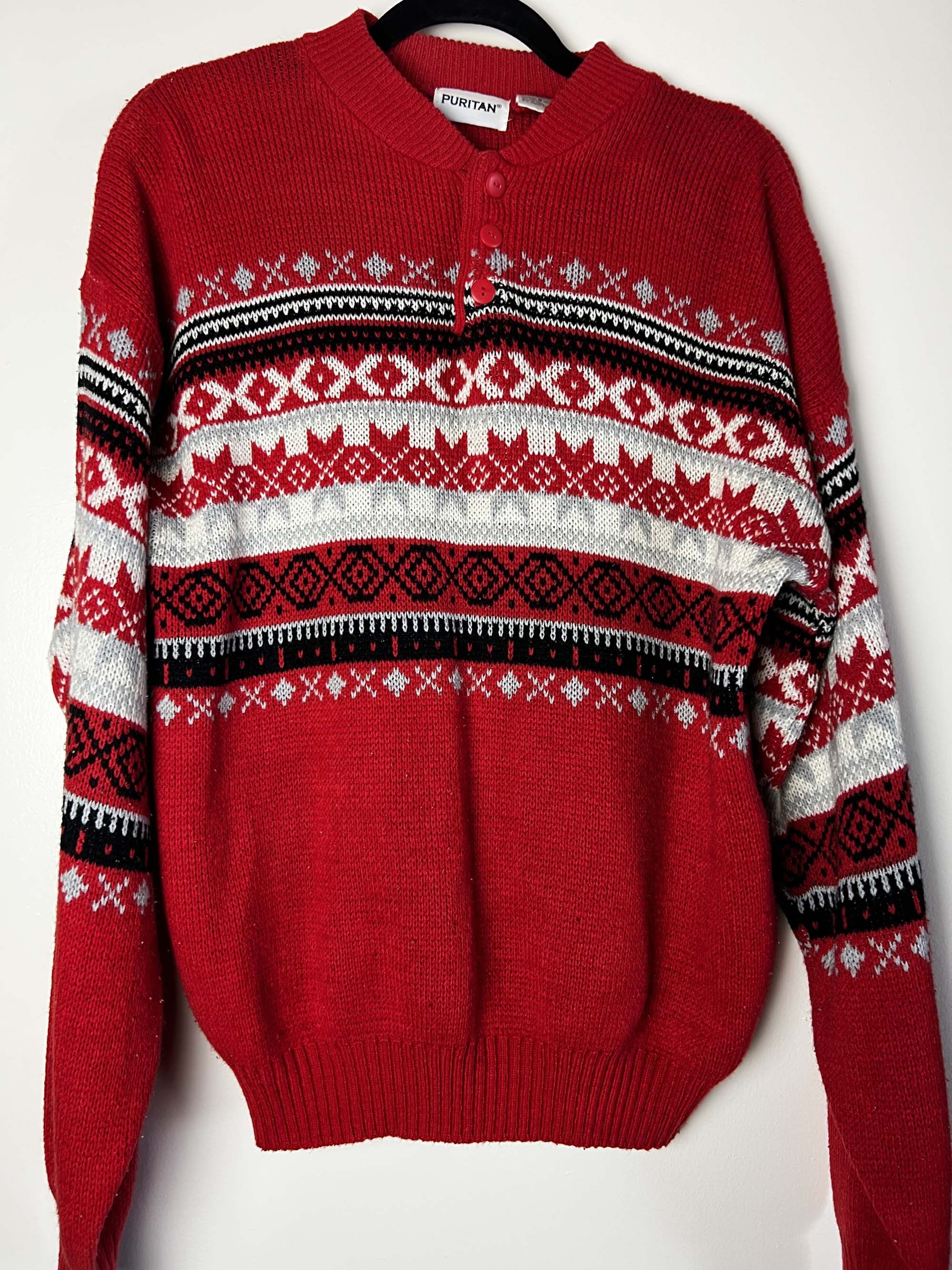 Puritan Vintage 1980's-1990's Puritan Red Knit Pullover Sweater Size US M / EU 48-50 / 2 - 3 Thumbnail