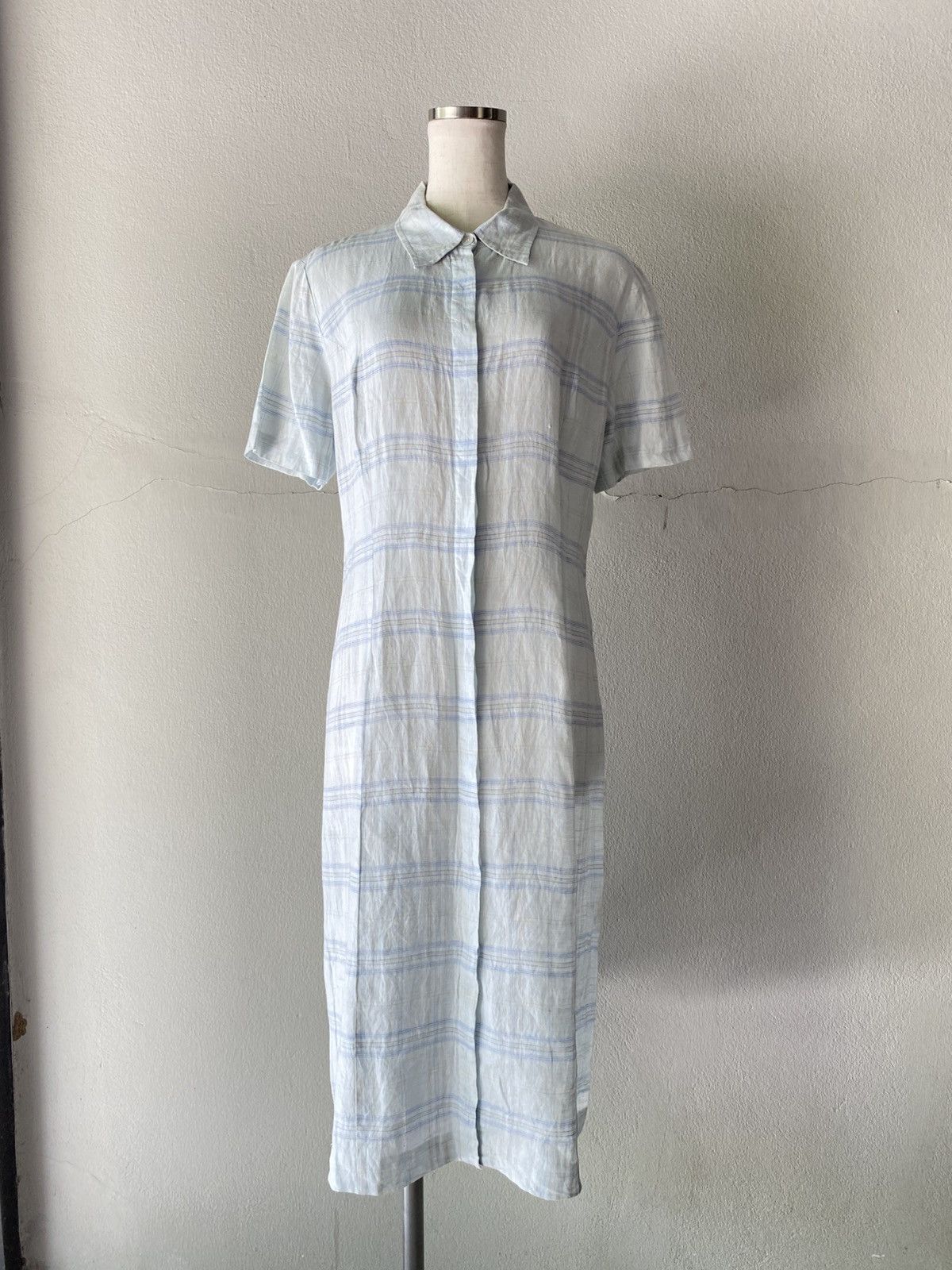 Burberry Burberry Light Blue Checkered Dress Size S / US 4 / IT 40 - 20 Thumbnail