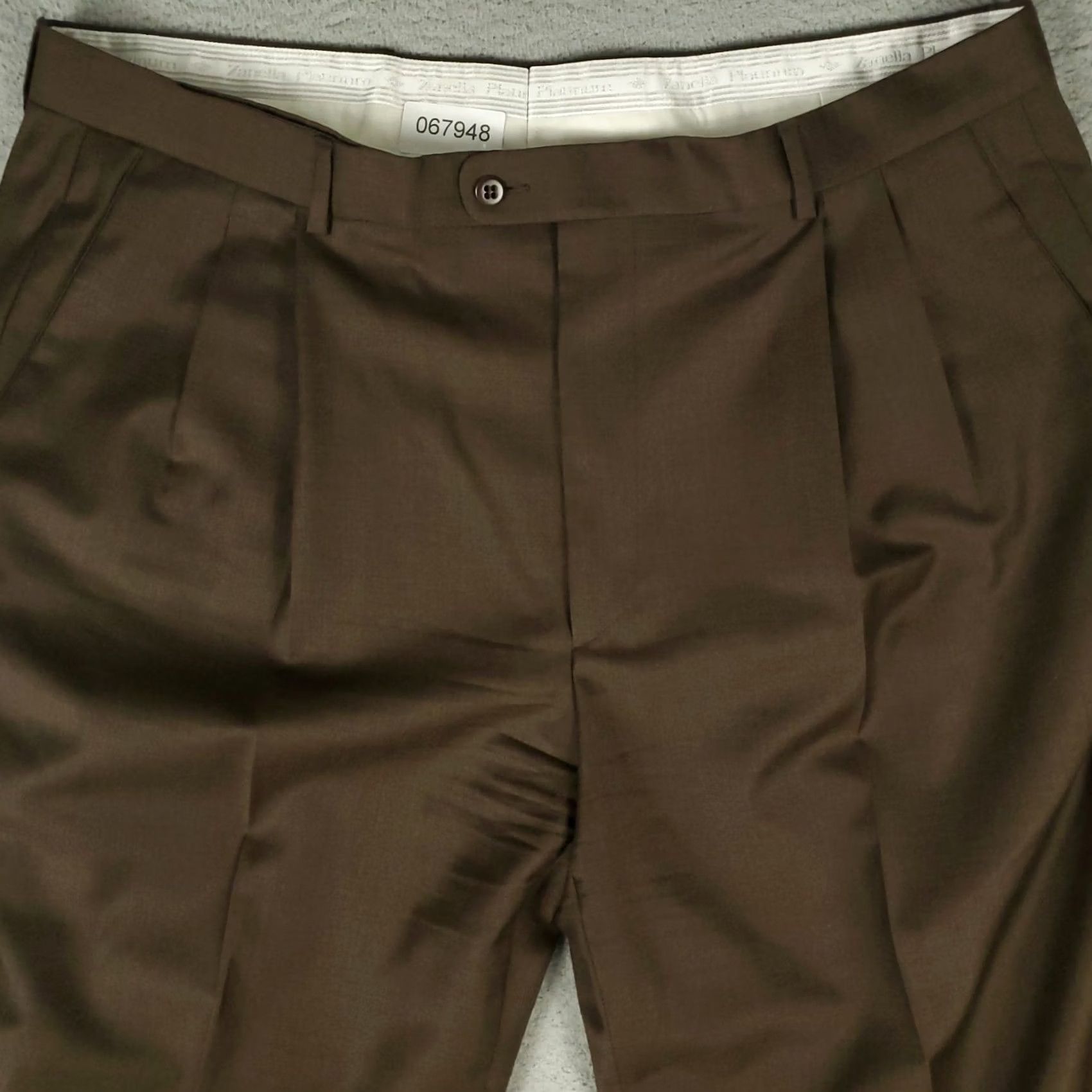 Zanella Zanella Pants Mens 40x30 Brown Bennett Wool Slacks Pleated Trousers Chino Dress Pants Regular Wool Front Pleated Long URL: not applicable Size US 40 / EU 56 - 2 Thumbnail