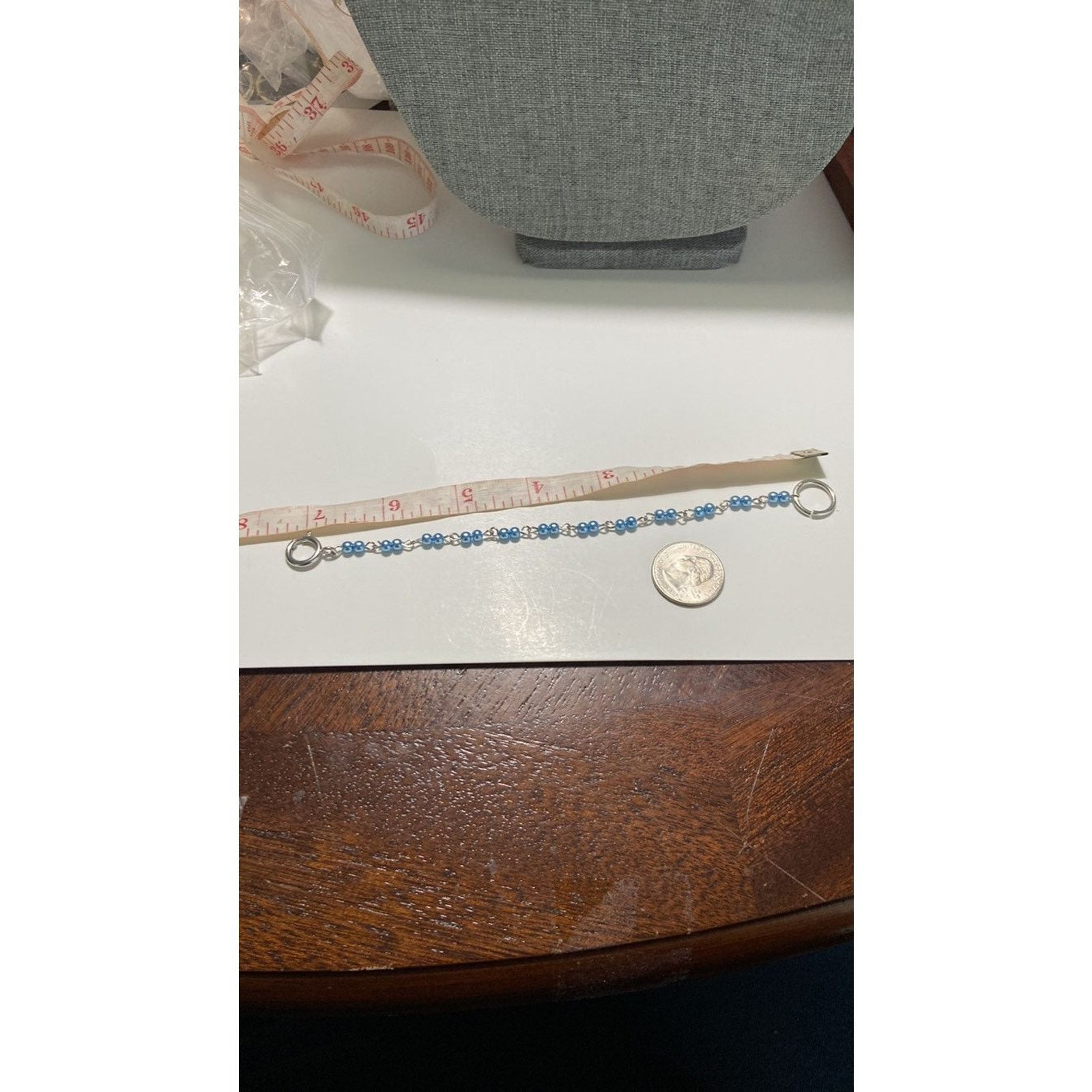 Handmade Handmade blue bead chain bracelet silver tone Size ONE SIZE - 4 Thumbnail