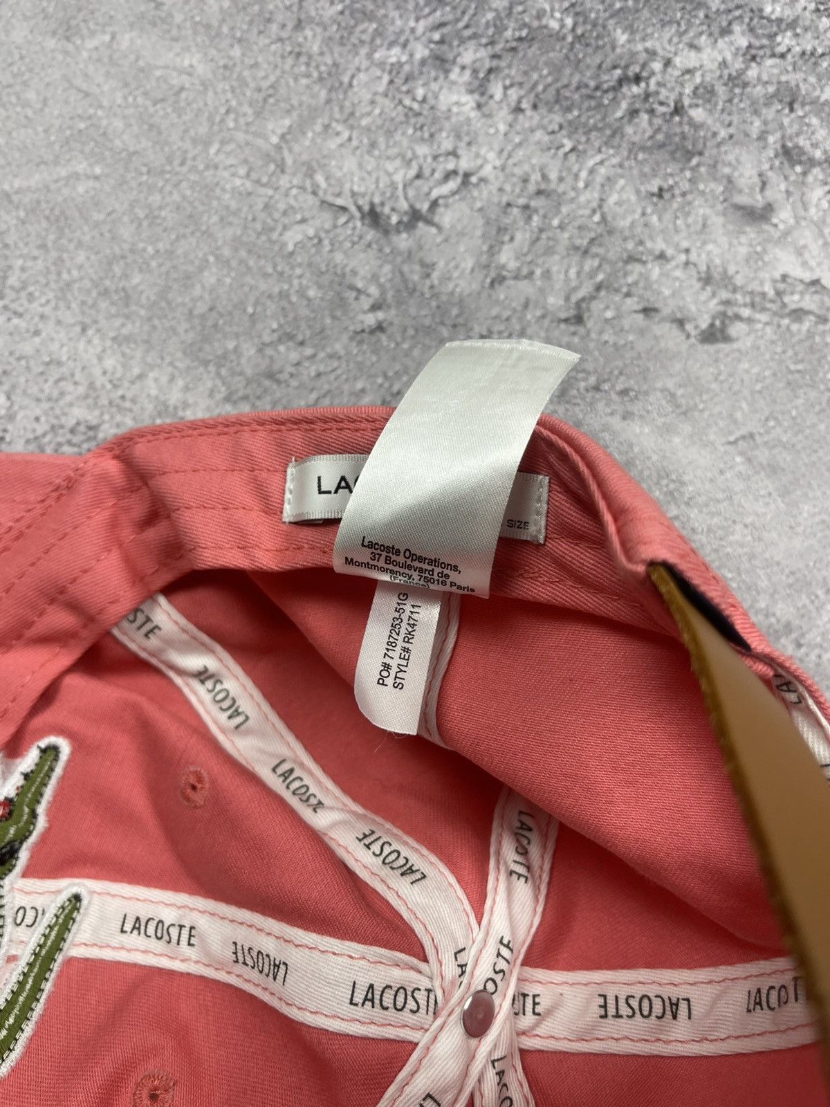 Lacoste Lacoste Pink Big Logo Crocodile Cap Hat Size ONE SIZE - 11 Thumbnail
