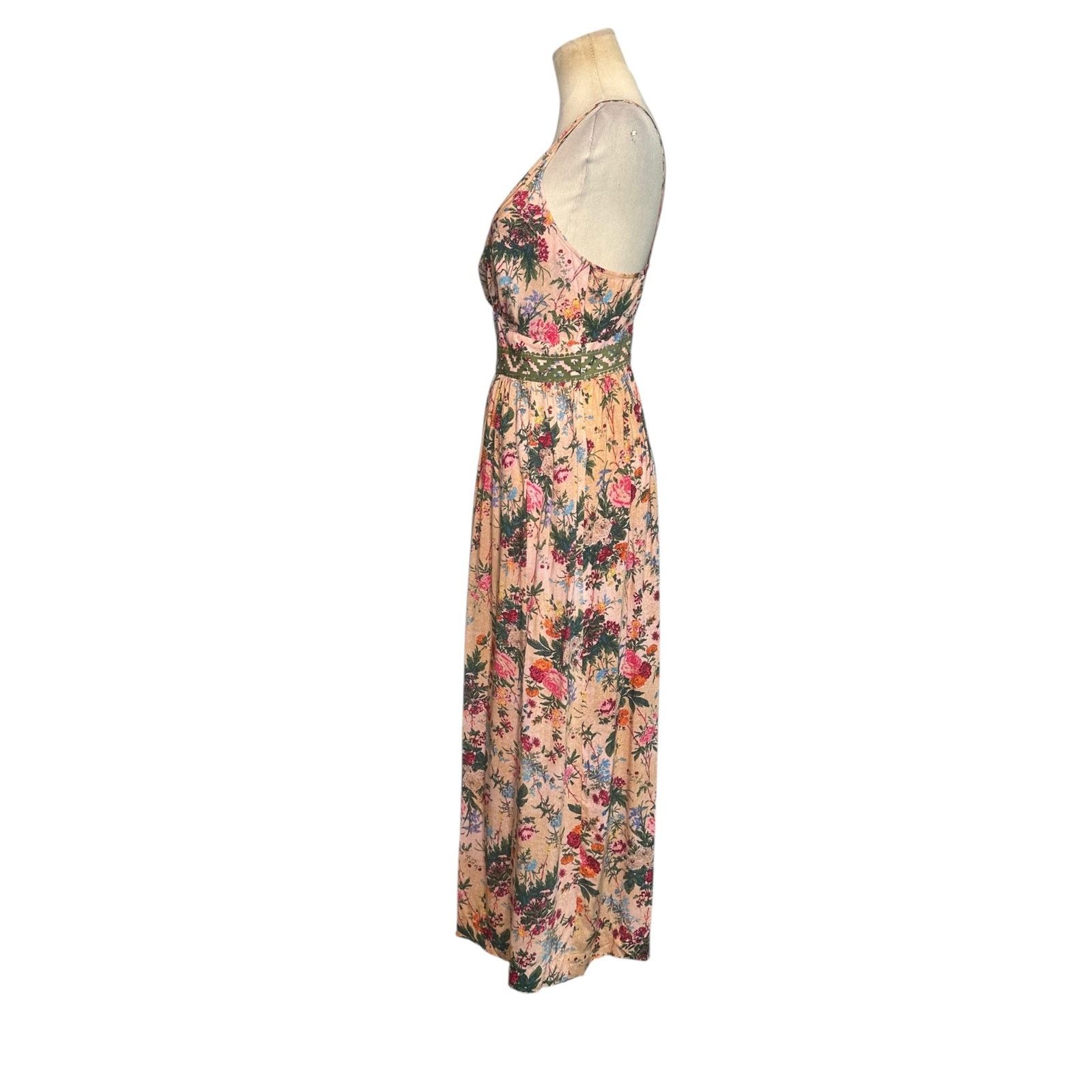 Anthropologie Tracy Reese beige pink floral cropped jumpsuit size 4 Size 27" / US 4 / IT 40 - 16 Thumbnail
