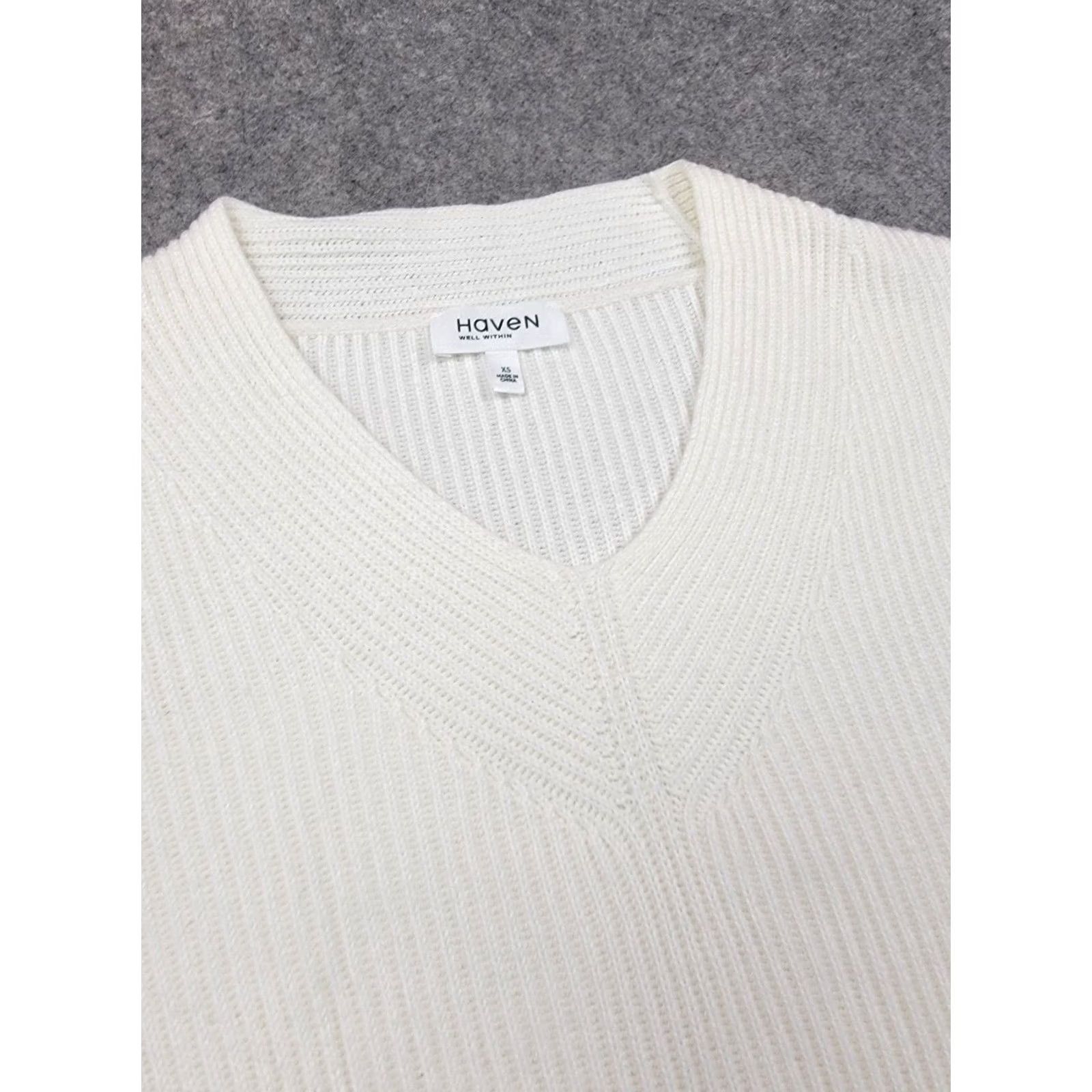 Vintage Haven Well Within Sweater Womens XS Ivory V-Neck Pullover Casual Size XS / US 0-2 / IT 36-38 - 3 Thumbnail