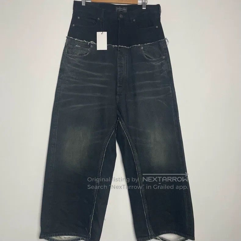 Balenciaga Balenciaga size M Double-Waist Patchwork Distressed Denim Size US 27 - 1 Thumbnail