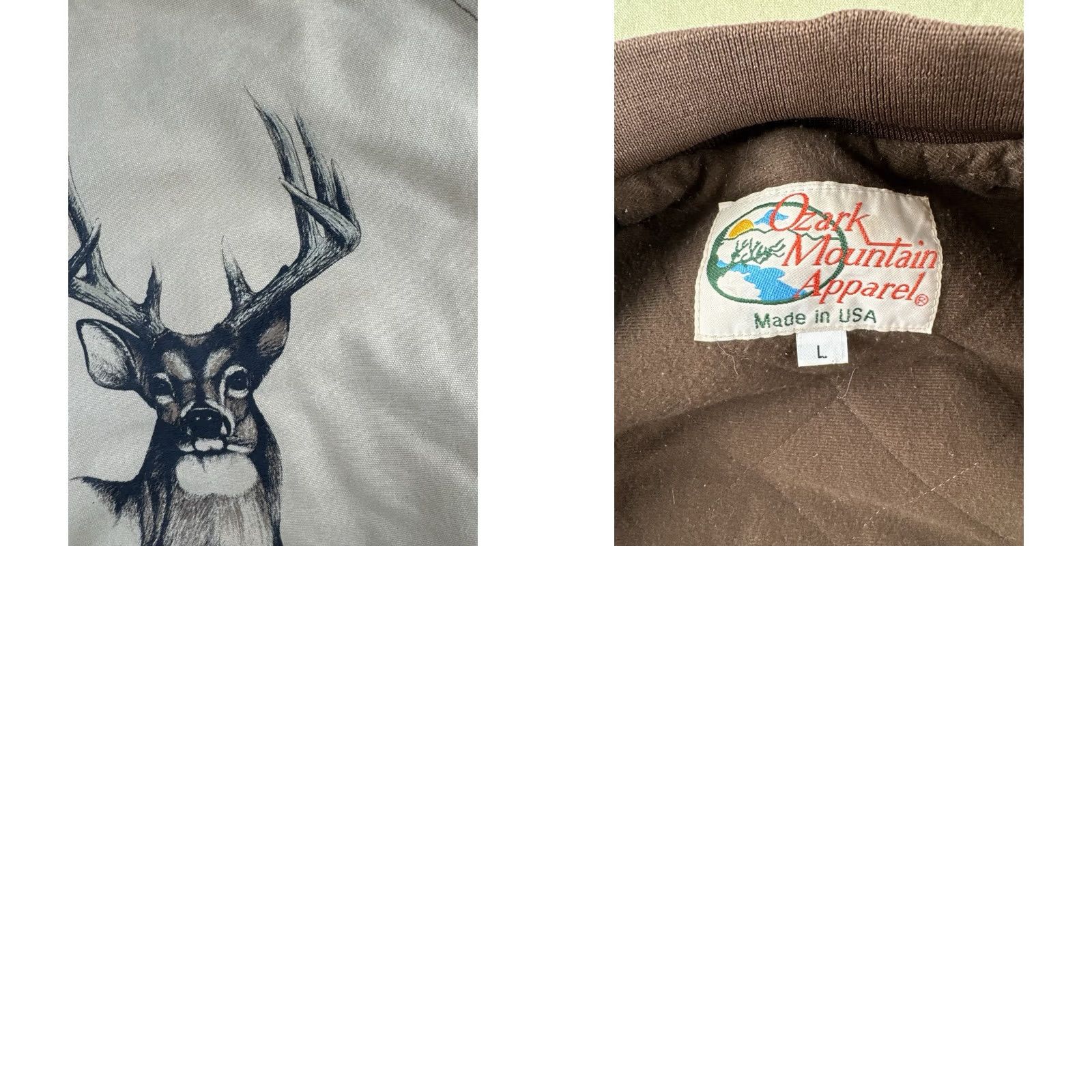 Vintage VINTAGE Ozark Mountain Hand-Painted Deer Canvas Bomber Jacket Signed Wildlife Art USA L Mens 90s Nature Workwear Beige Brown Size US L / EU 52-54 / 3 - 10 Thumbnail