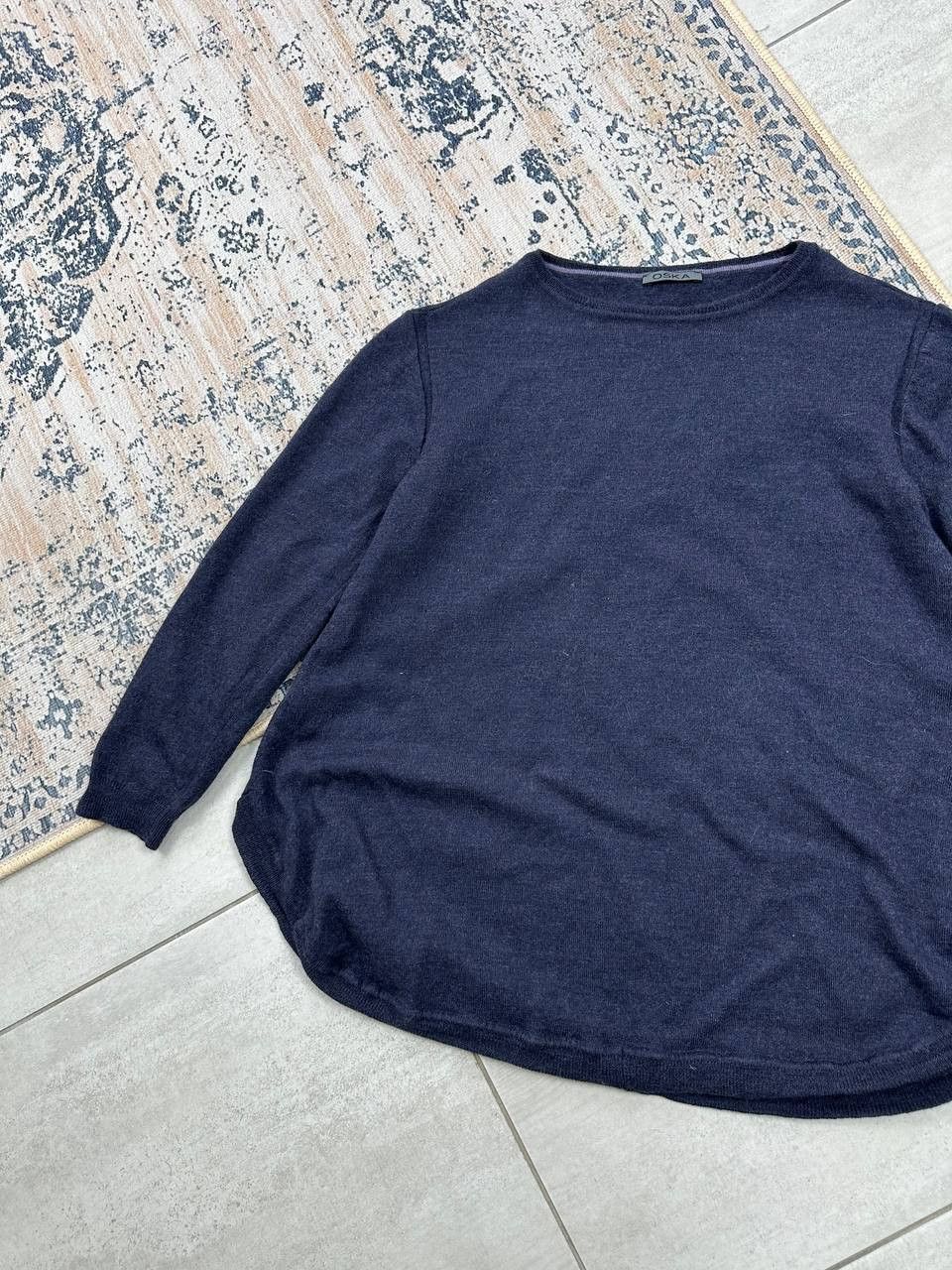 OSKA Luxury Oska Asymetric Virgin Wool Navy Sweater Size S Size XS / US 0-2 / IT 36-38 - 3 Thumbnail