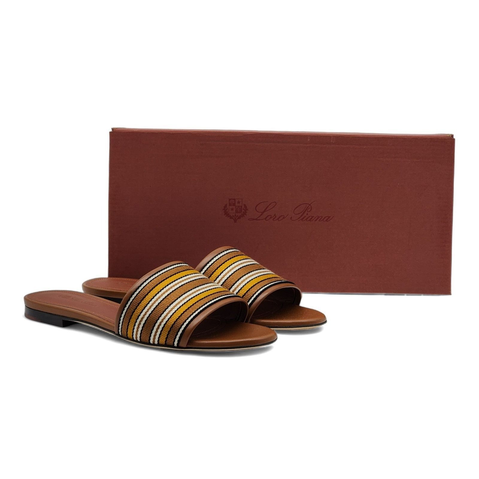 Loro Piana The Suitcase Stripe Sandals - Fabric Leather - Brown 37 $750 Size US 7 / IT 37 - 2 Thumbnail