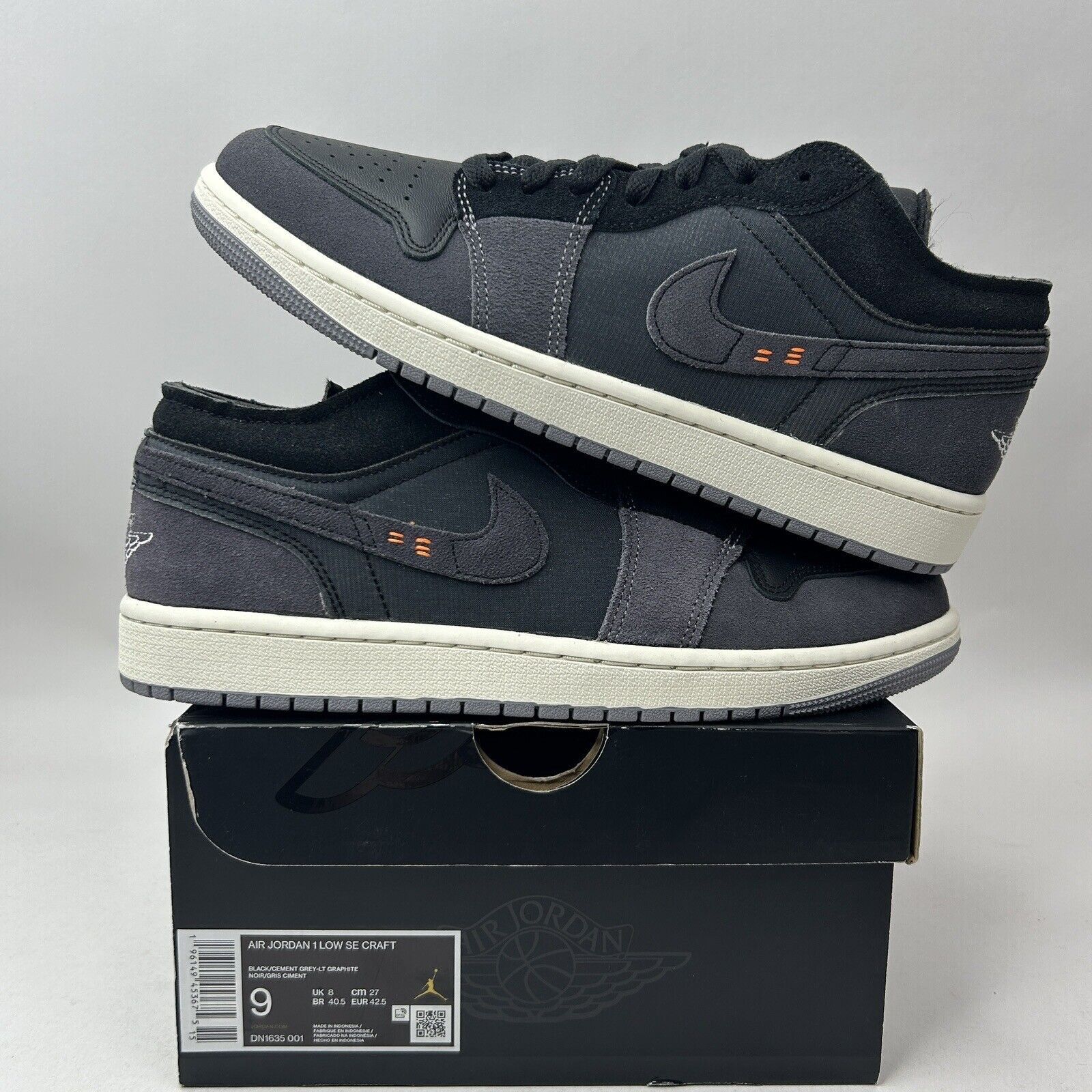 Nike Nike Air Jordan 1 Low SE Craft “Inside Out Tech Black” 2023 Size US 9 / EU 42 - 1 Thumbnail