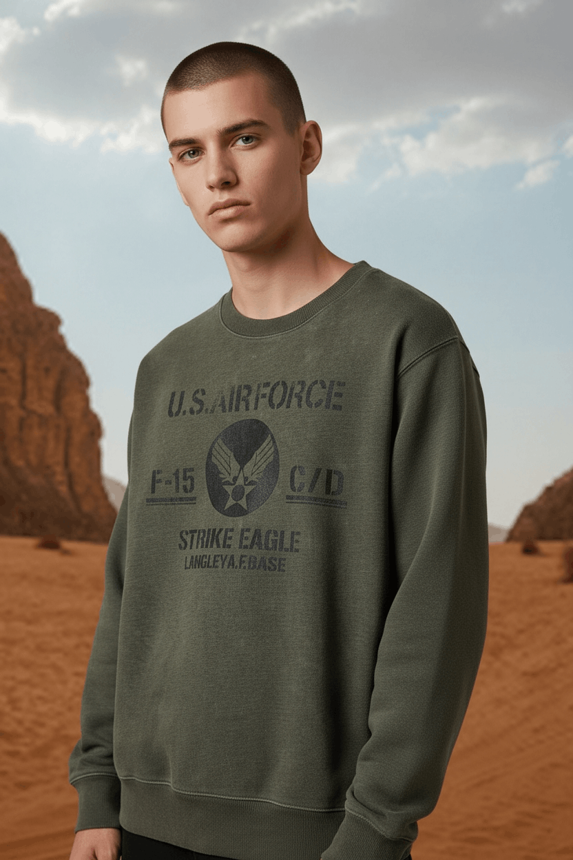 Vintage Vintage 90's US Air Force Military Army Sweatshirts Size US L / EU 52-54 / 3 - 1 Thumbnail