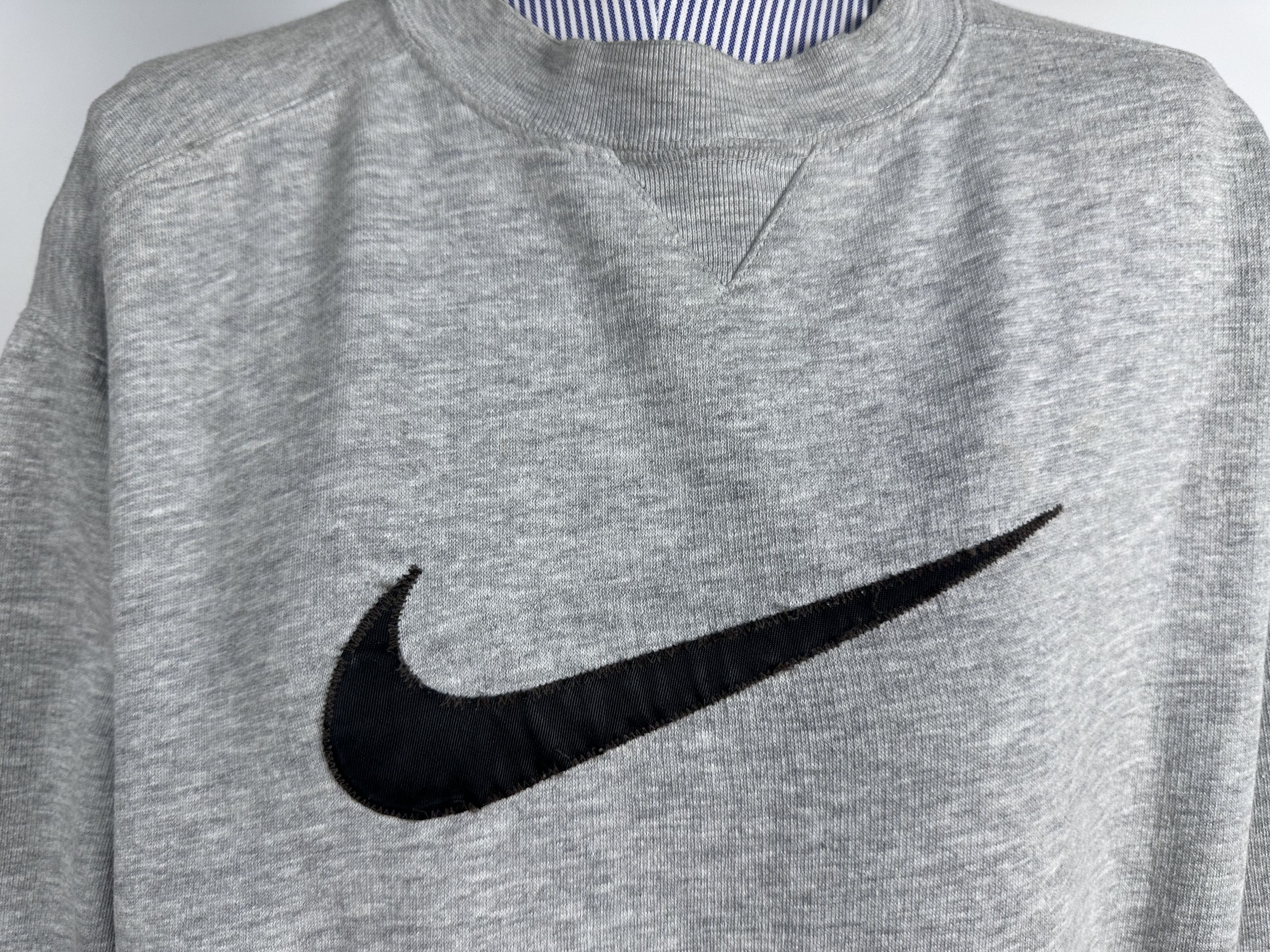 Nike × Vintage Vintage Nike Swoosh Big Logo Sweatshirt Grey Womens Size M Size M / US 6-8 / IT 42-44 - 3 Thumbnail