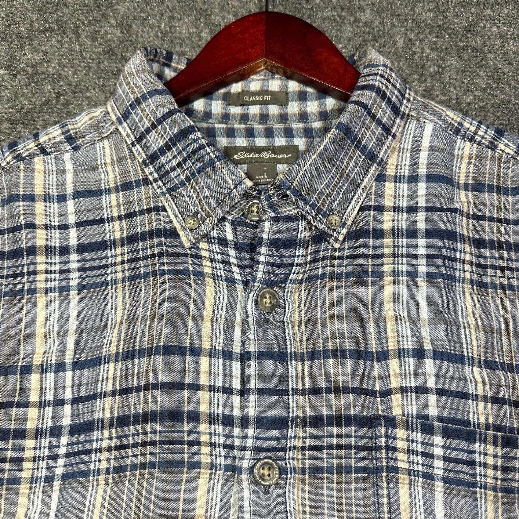 Eddie Bauer Eddie Bauer Shirt Mens L Classic Blue Plaid Cotton Button-Down Pocket Size US L / EU 52-54 / 3 - 5 Thumbnail