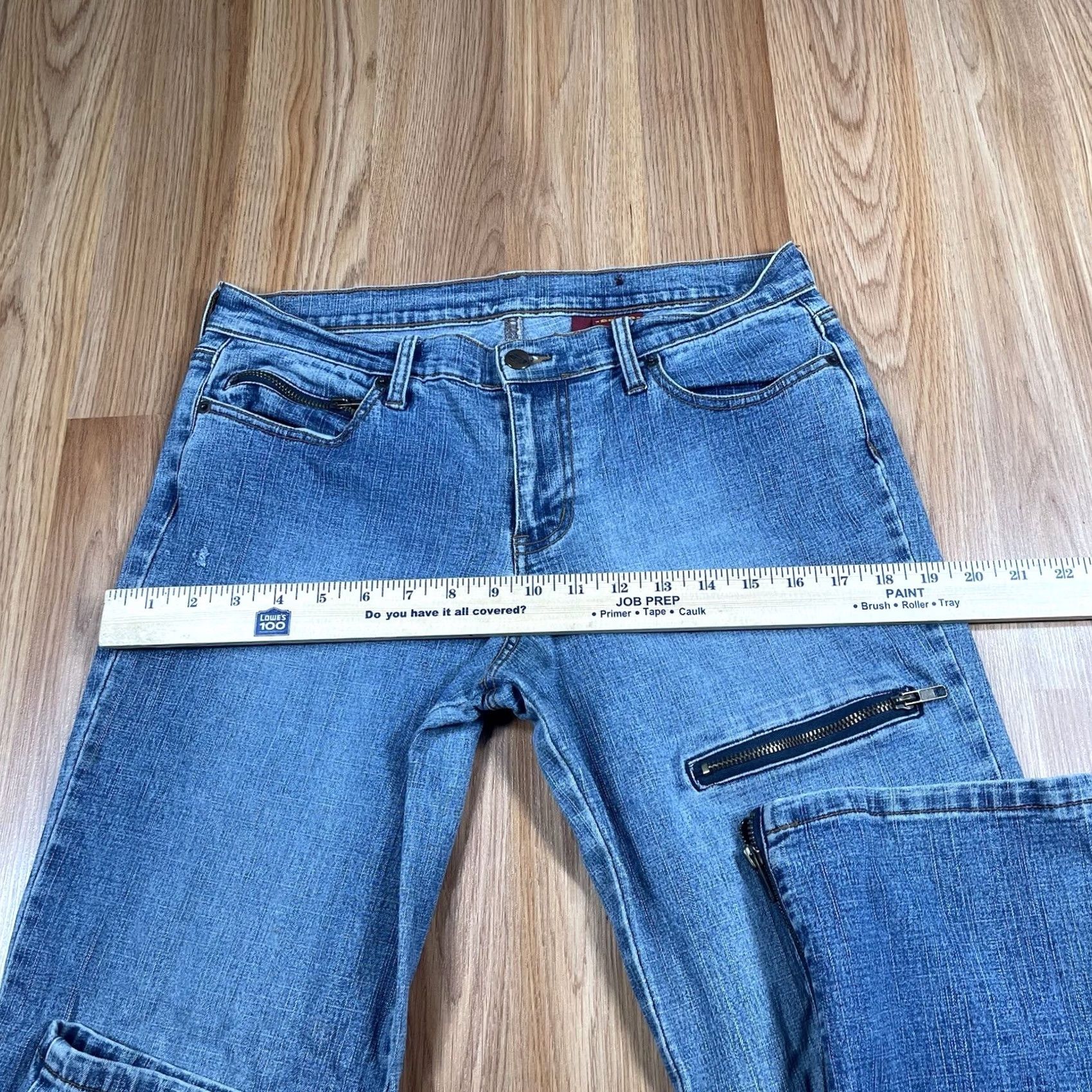 Vintage Bongo Jeans Womens 11 Straight Leg Mid Rise Stretch Zipper Blue Denim - Vintage Condition Good Size 32" / US 10 / IT 46 - 5 Thumbnail