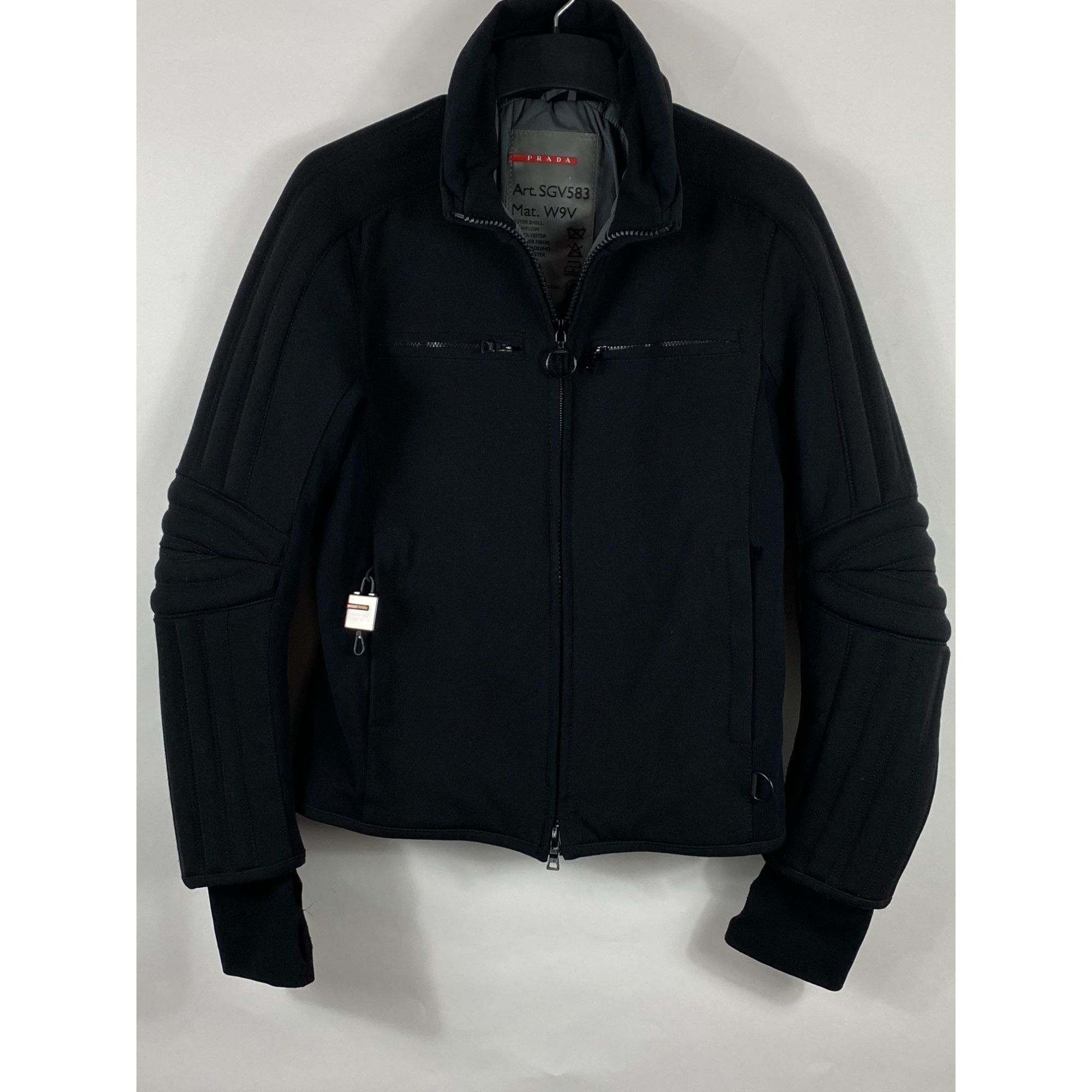 image of Prada Art.sgv583 100% Polyester Padding Full Zip Nylon Jacke in Black, Men's (Size Medium)